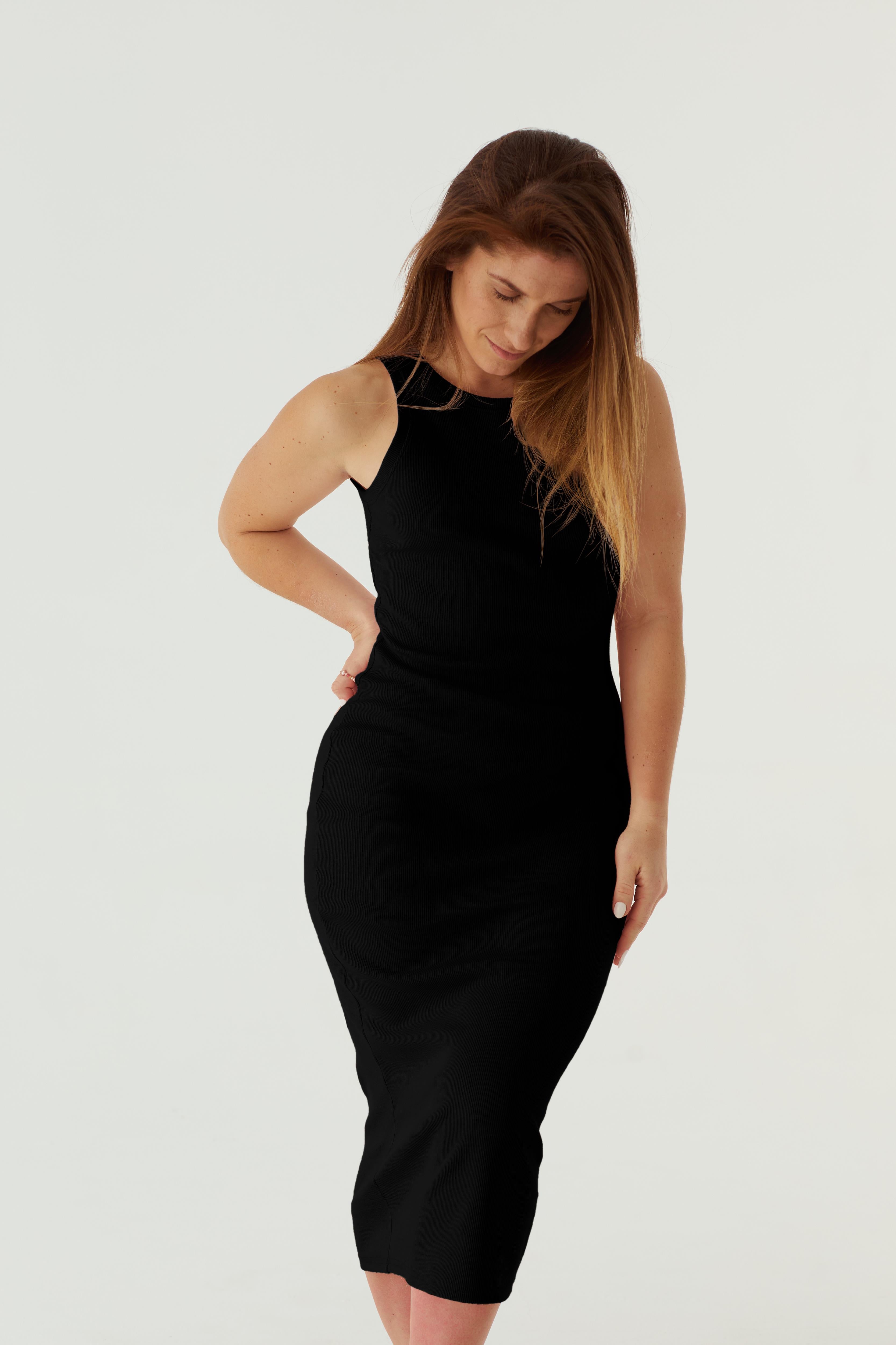 Nudyess Luna sukienka midi Black bawełniana 95%