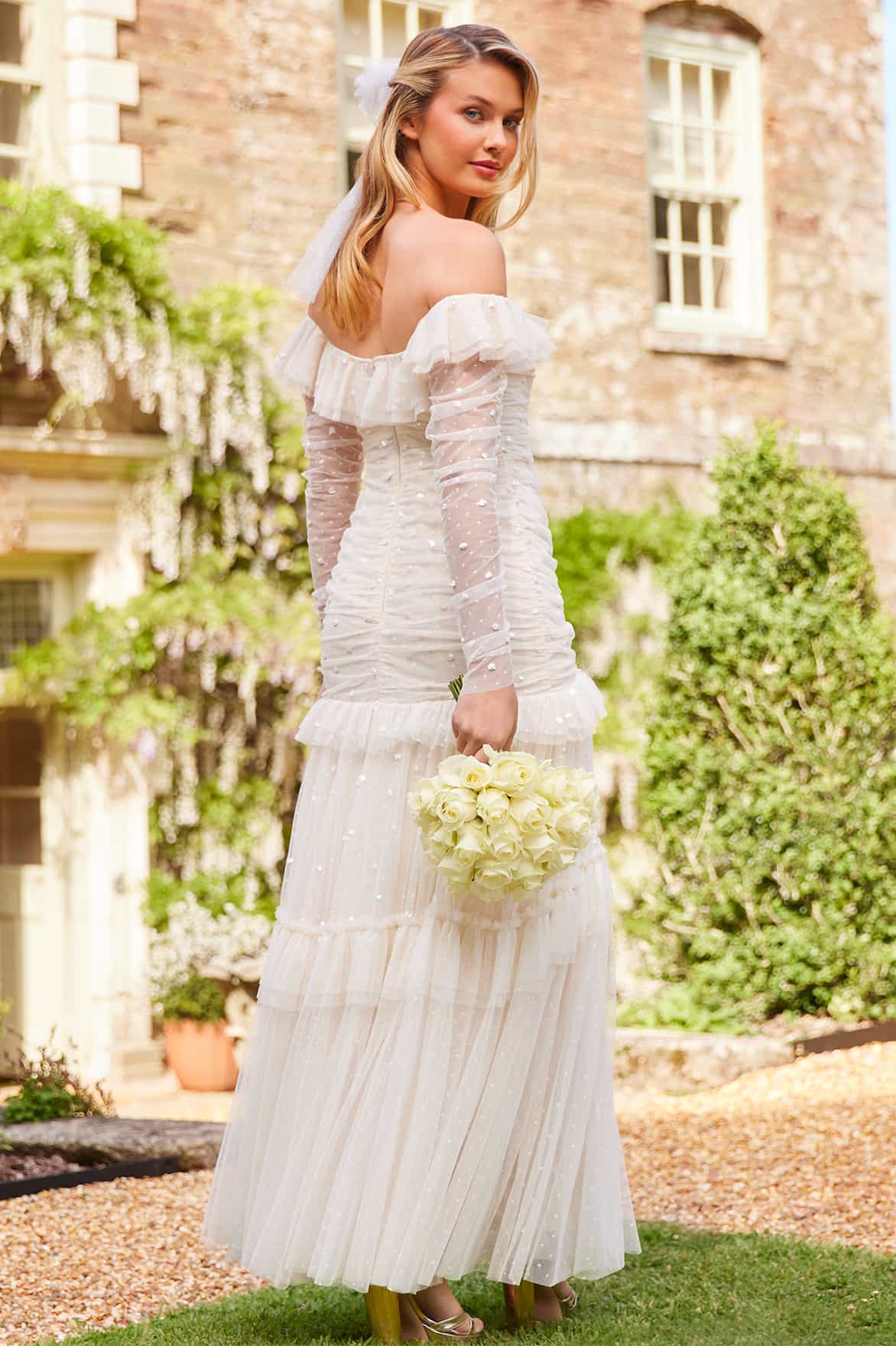 Needle & Thread Sequin Glimmer Gown sukienka kremowa maxi