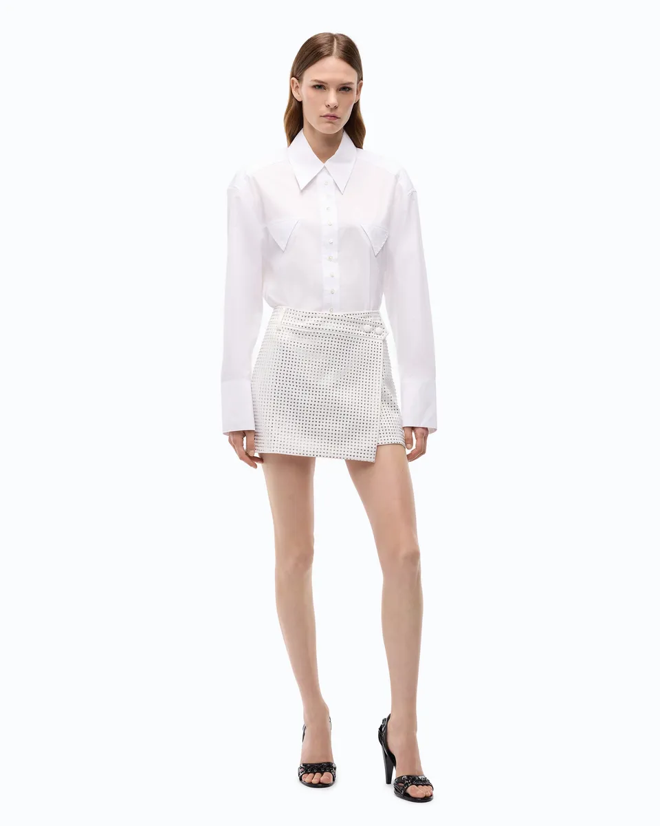 Pinko Soave spódnica mini biała kryształki