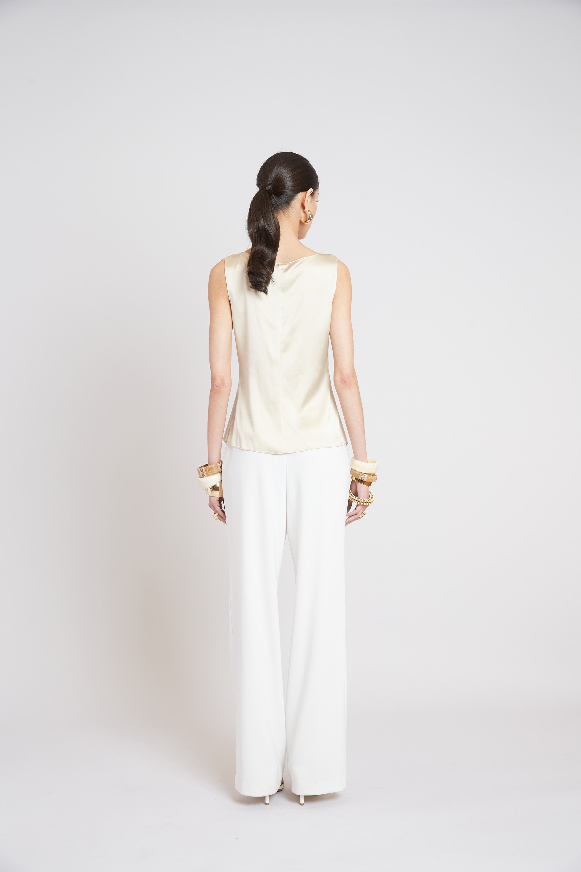Elie Tahari Cascade E5053505 Top jedwabny beż