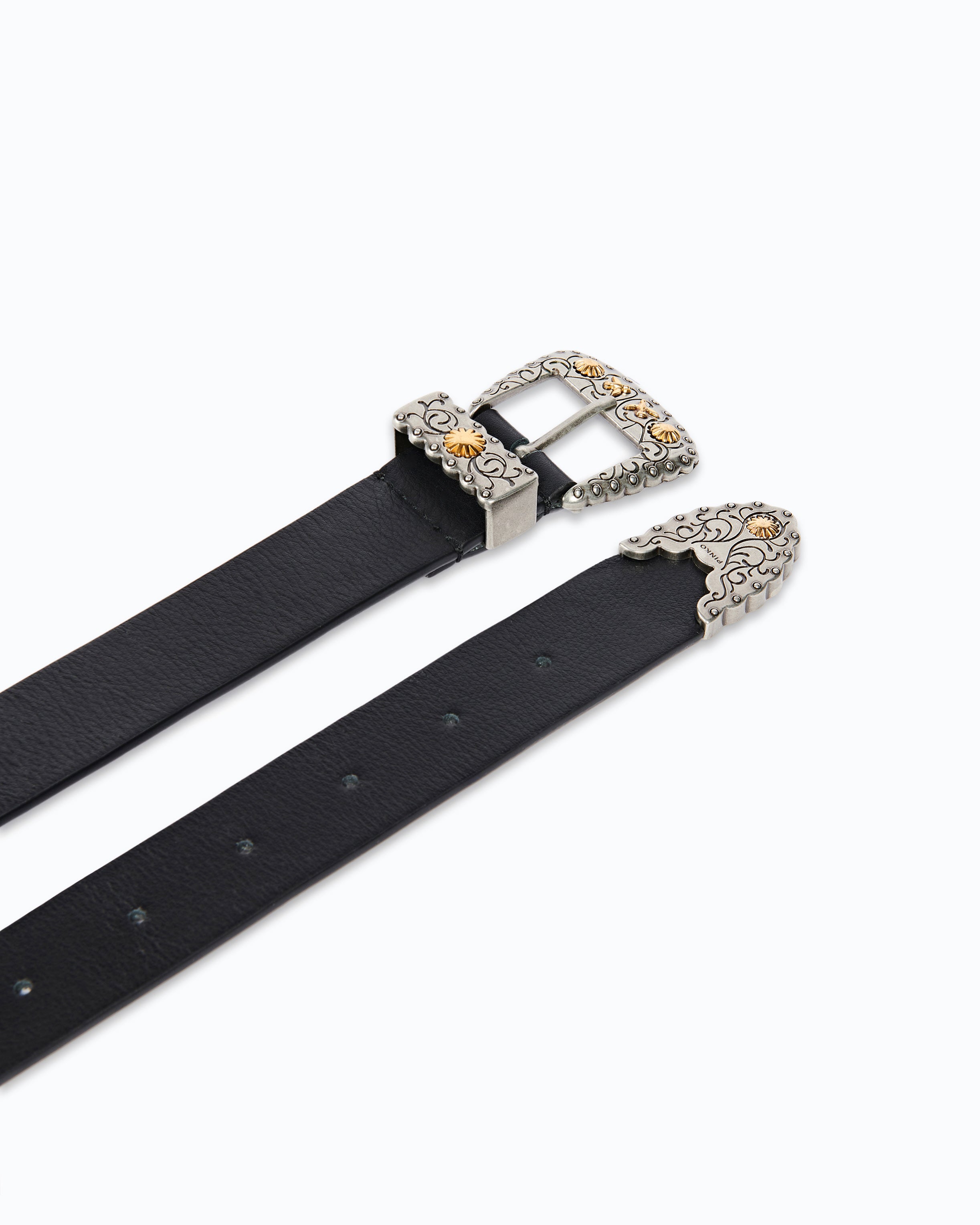 Pinko Low Belt H3 pasek kowbojski czarny 3 cm