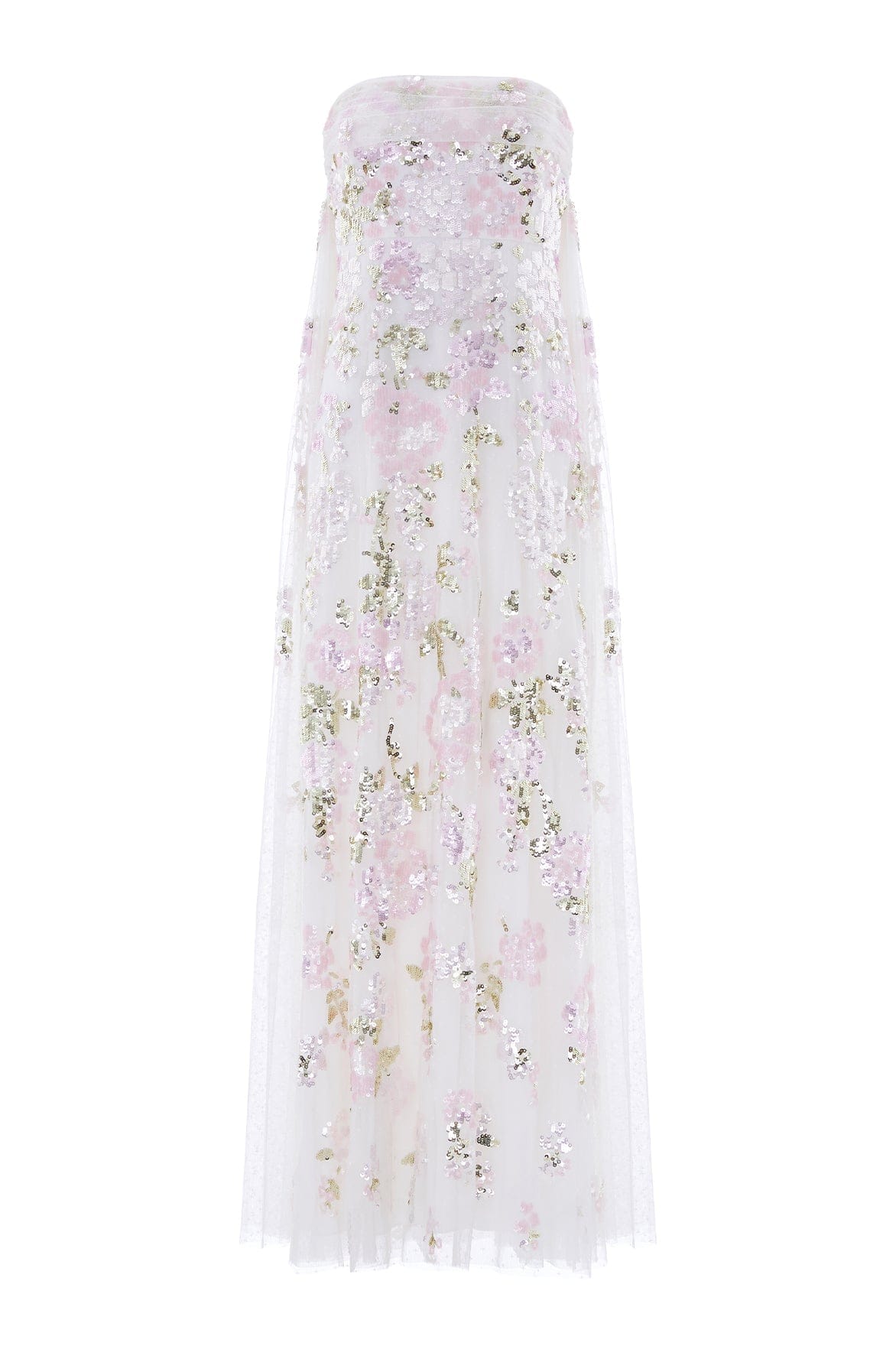Needle & Thread Wisteria Sequin Strapless sukienka biała
