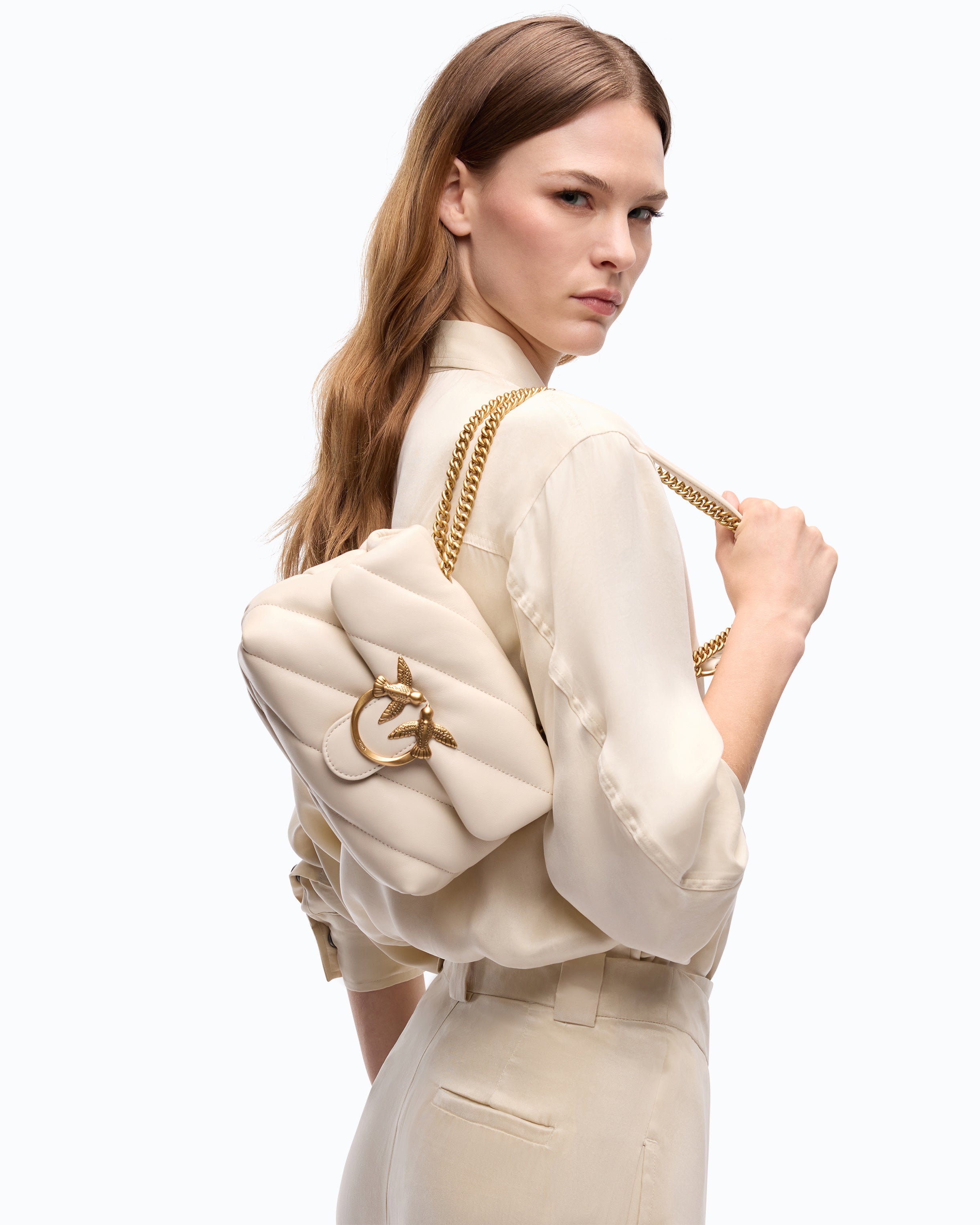Pinko Love Bag Puff torebka mini biała pikowana