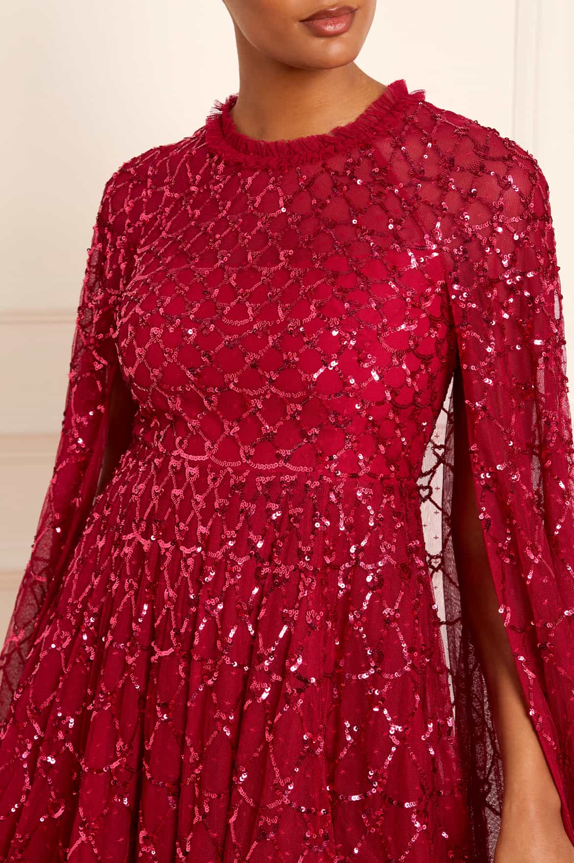 Needle & Thread Heart Lattice Micro Mini Dress sukienka czerwona