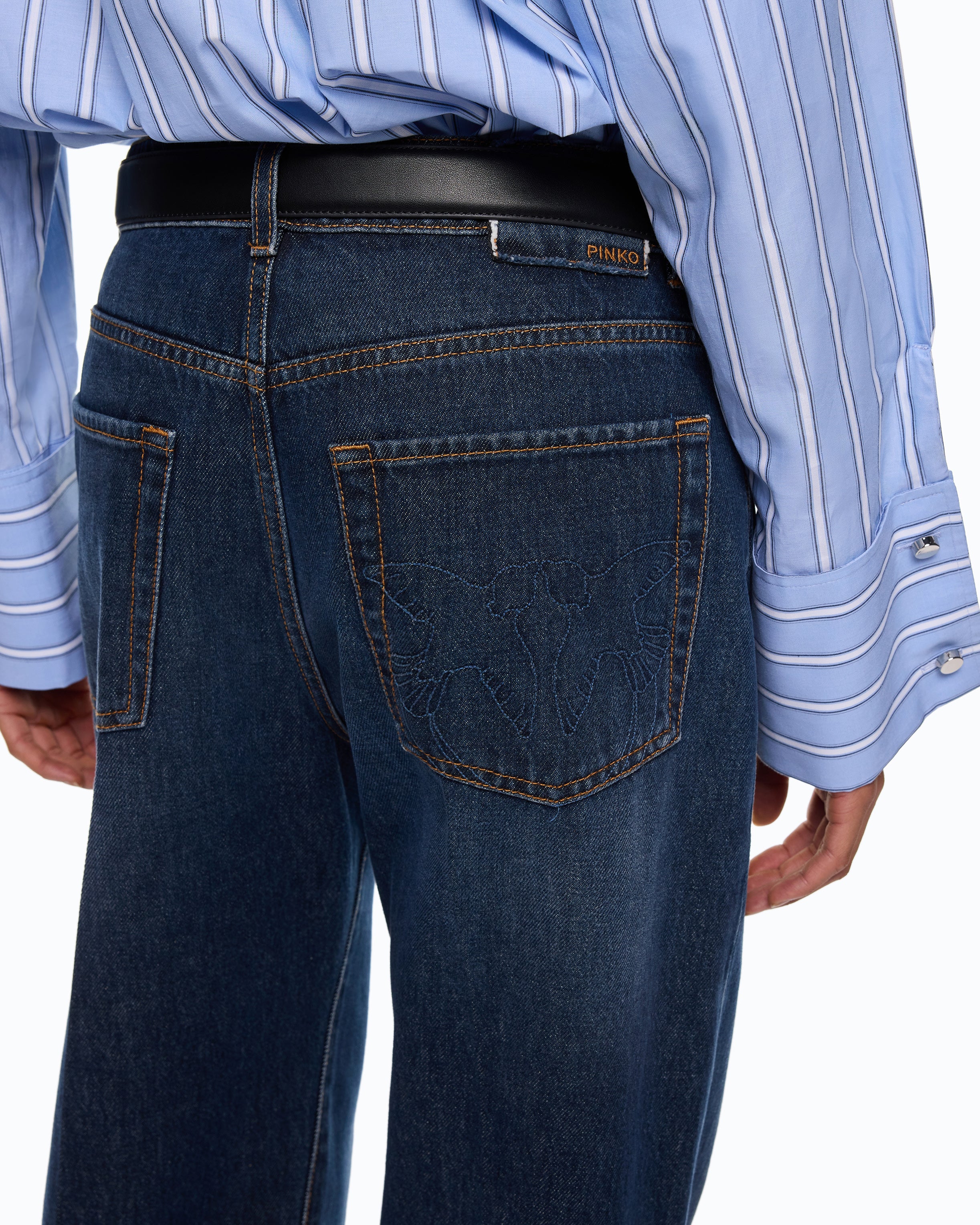 Pinko Wanda Wide Leg dżinsy wide leg niebieskie kant
