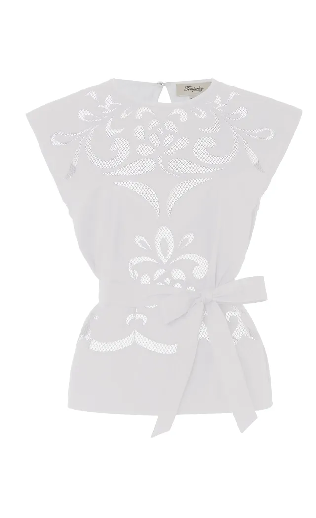 Temperley London Nelle bluzka bawełniana biała