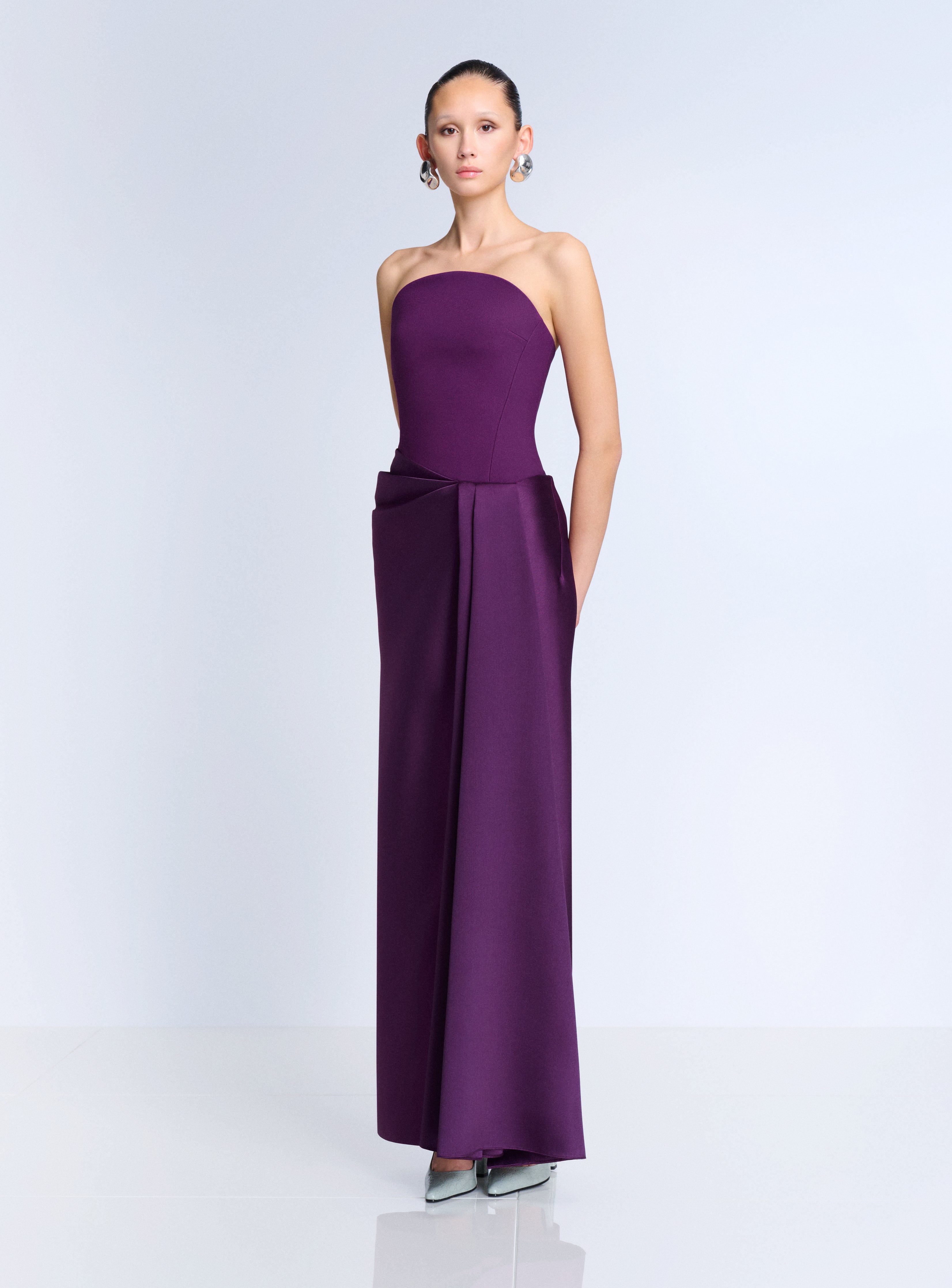 Solace London The Seri Maxi Dress sukienka Damson gorsetowa