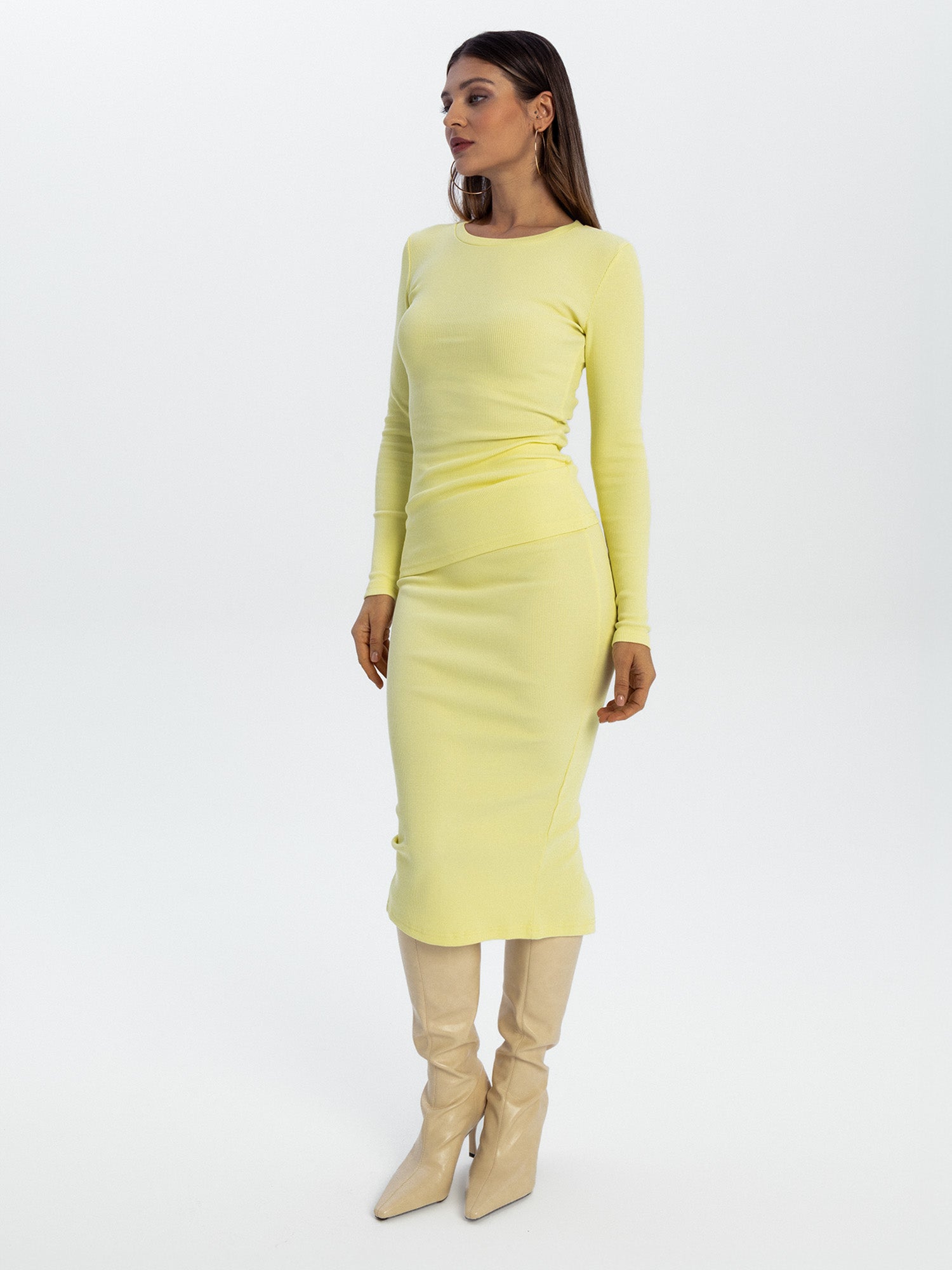 Nudyess Tremity spódnica midi Butter Yellow
