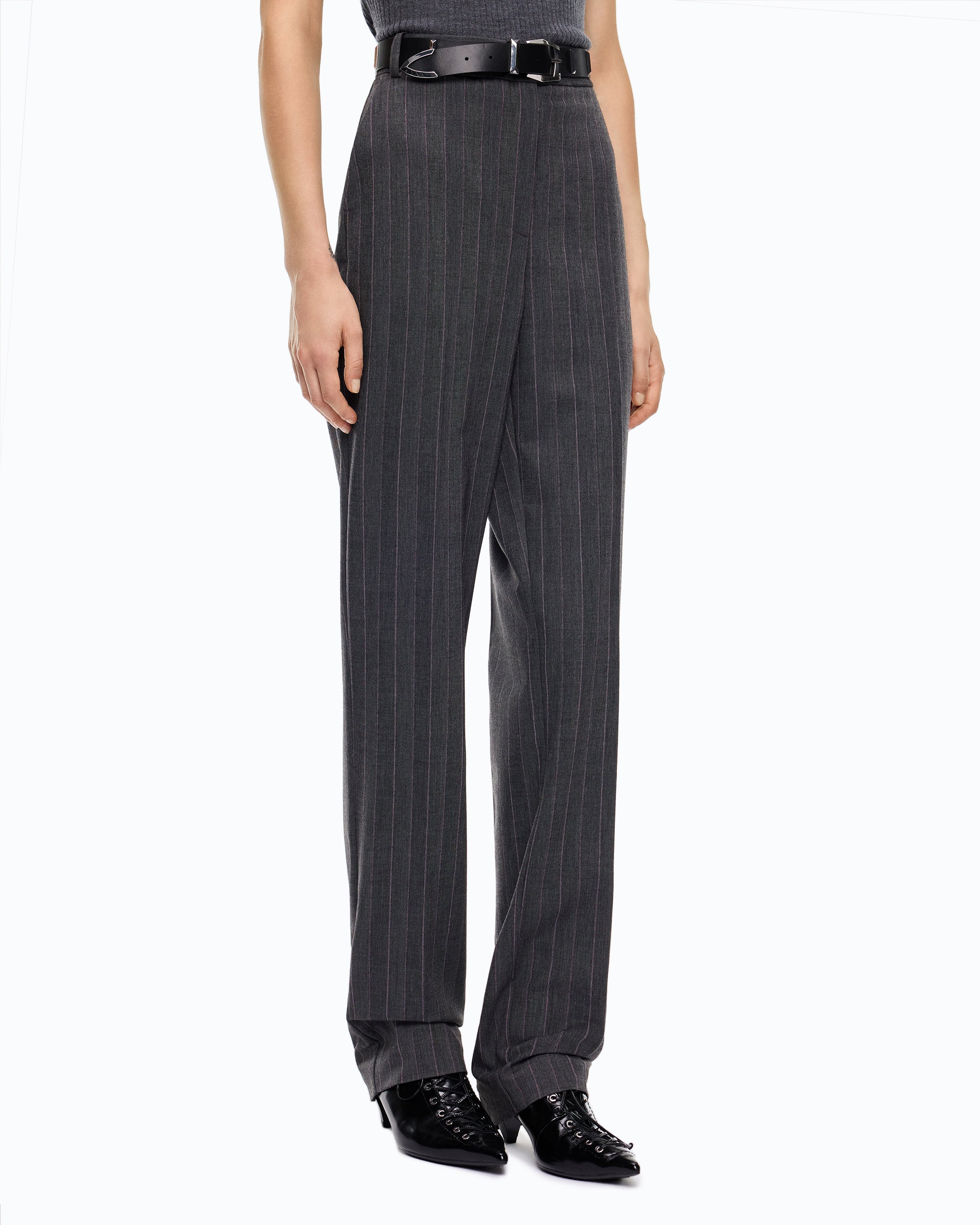 Pinko Pleione Pants spodnie cygaretki szare prążek