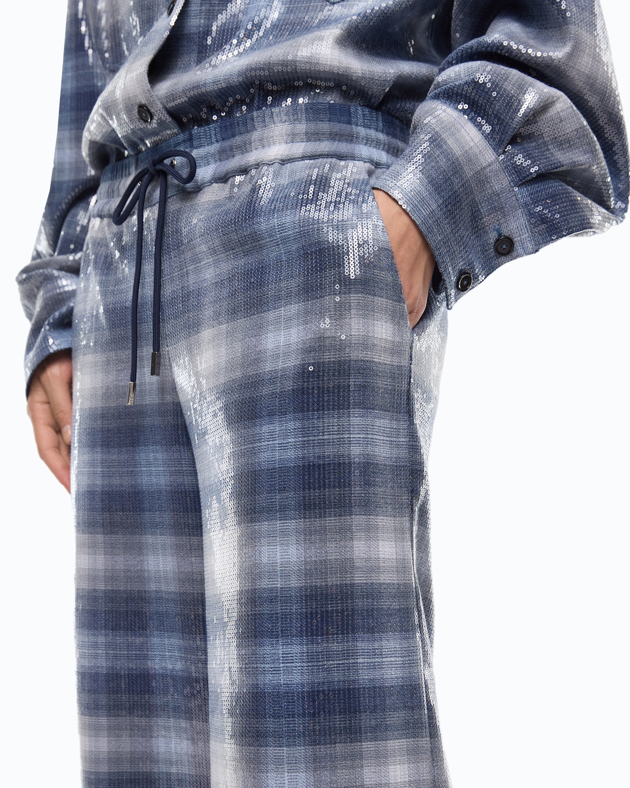 Pinko Primula Pants spodnie palazzo cekinowe kratka