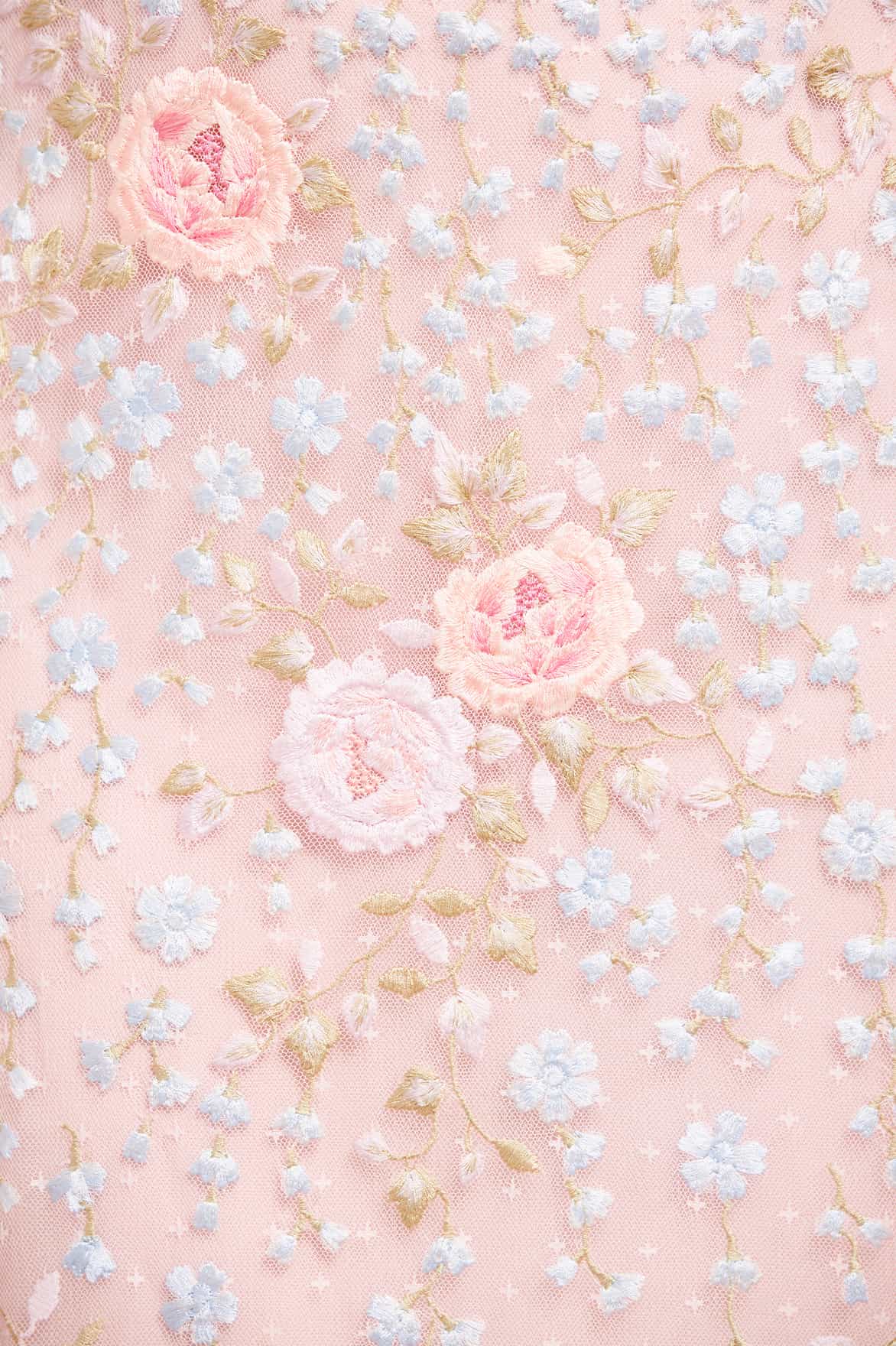 Needle & Thread Cressida Embroidery Puff Sleeve Ankle Gown sukienka róż