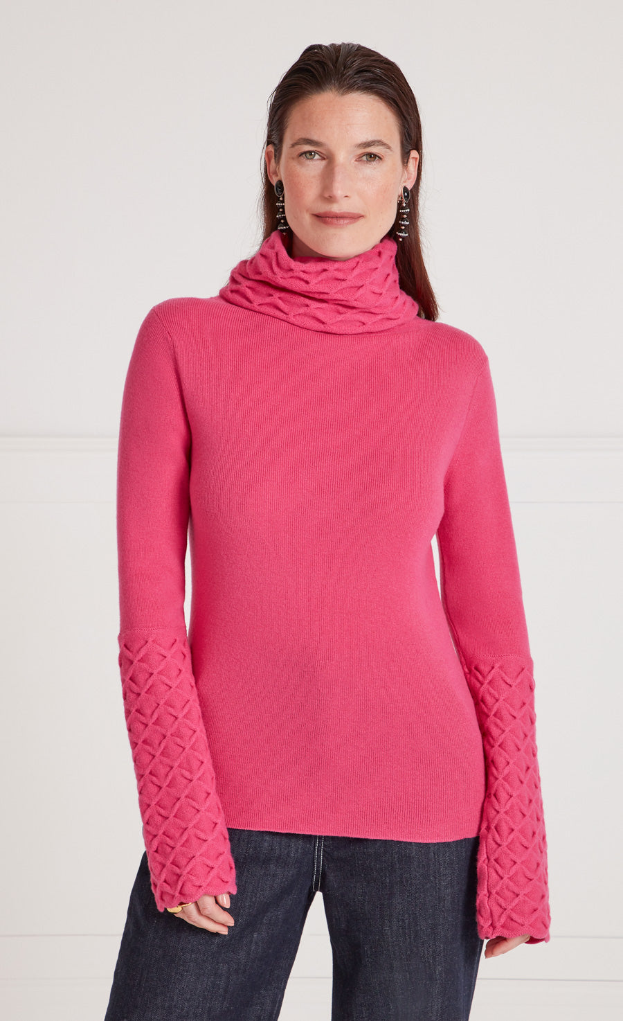 Temperley London Honeycomb sweter wełniany Raspberry