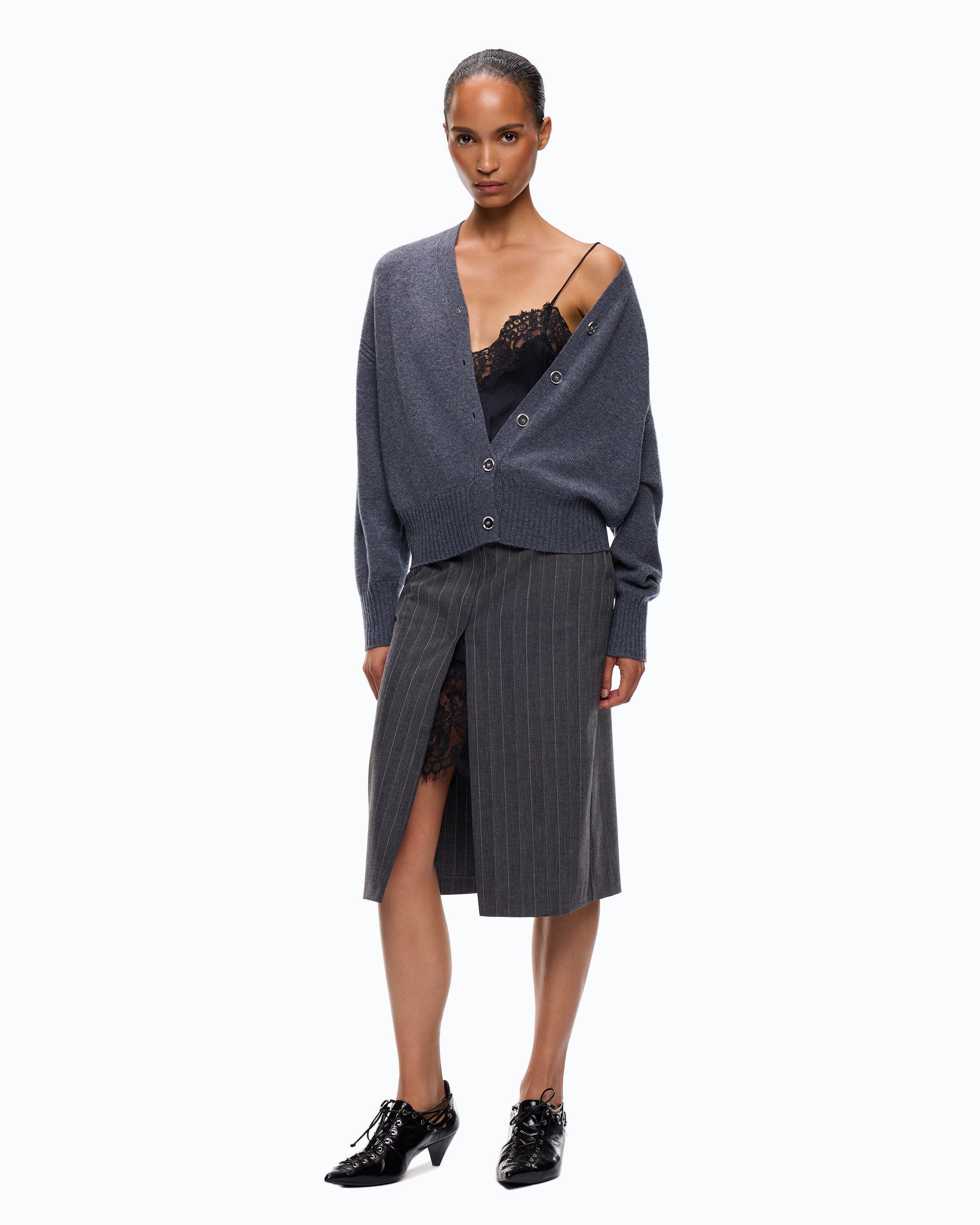 Pinko Vienna Cardigan kardigan szary wełna kaszmir