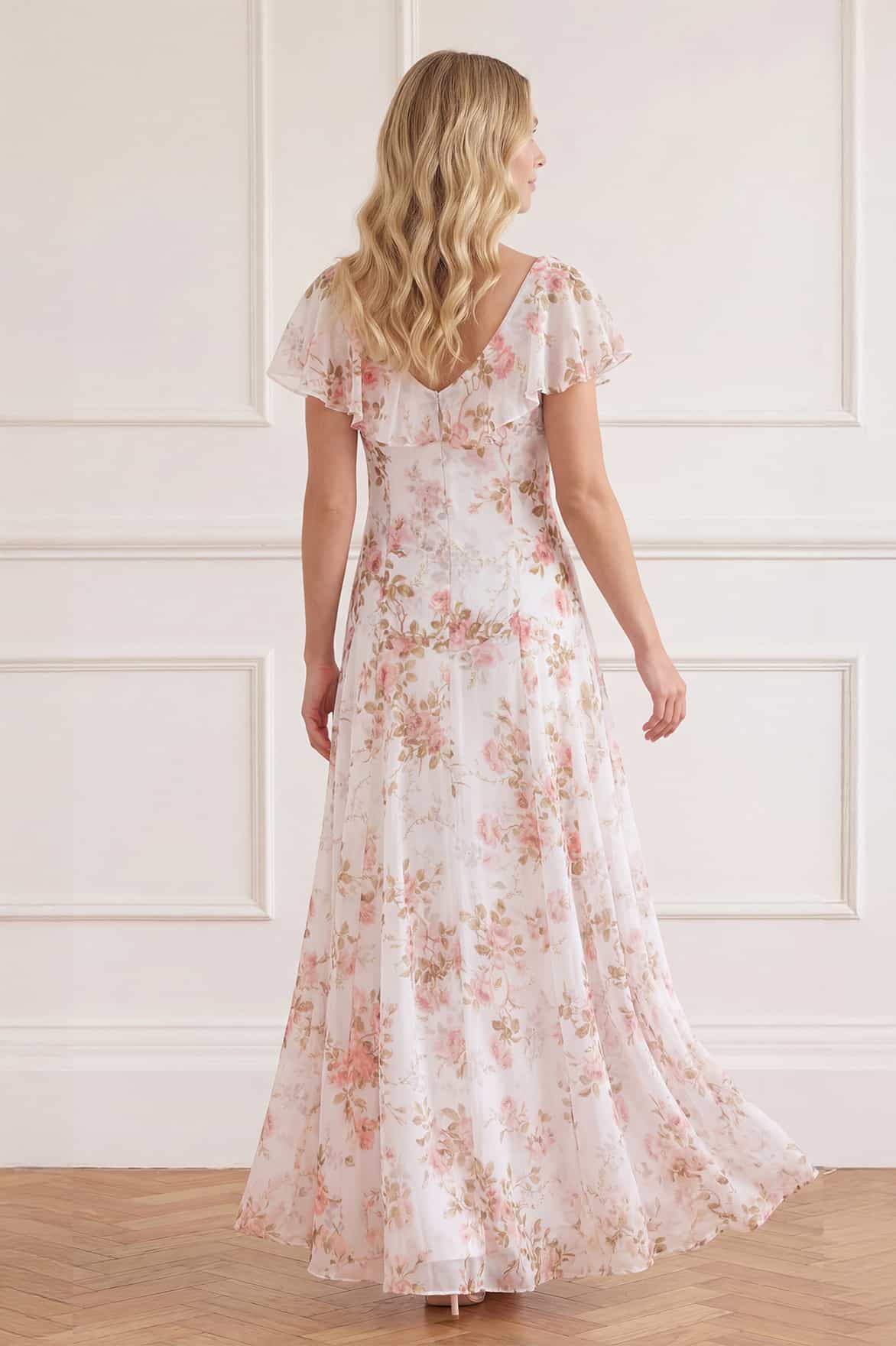 Needle & Thread Summer's Rose Georgette Ankle Gown sukienka biała