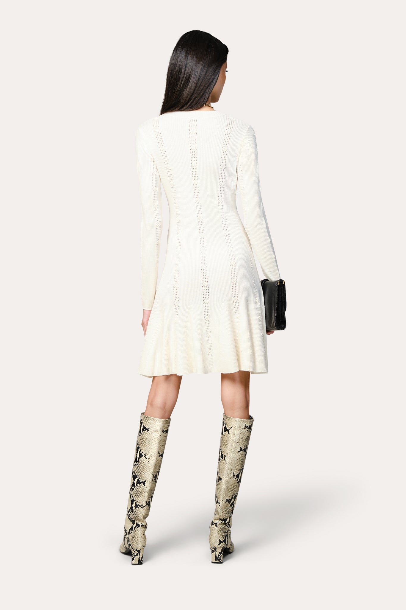 Elie Tahari sukienka dzianinowa jedwabna Ivory mini