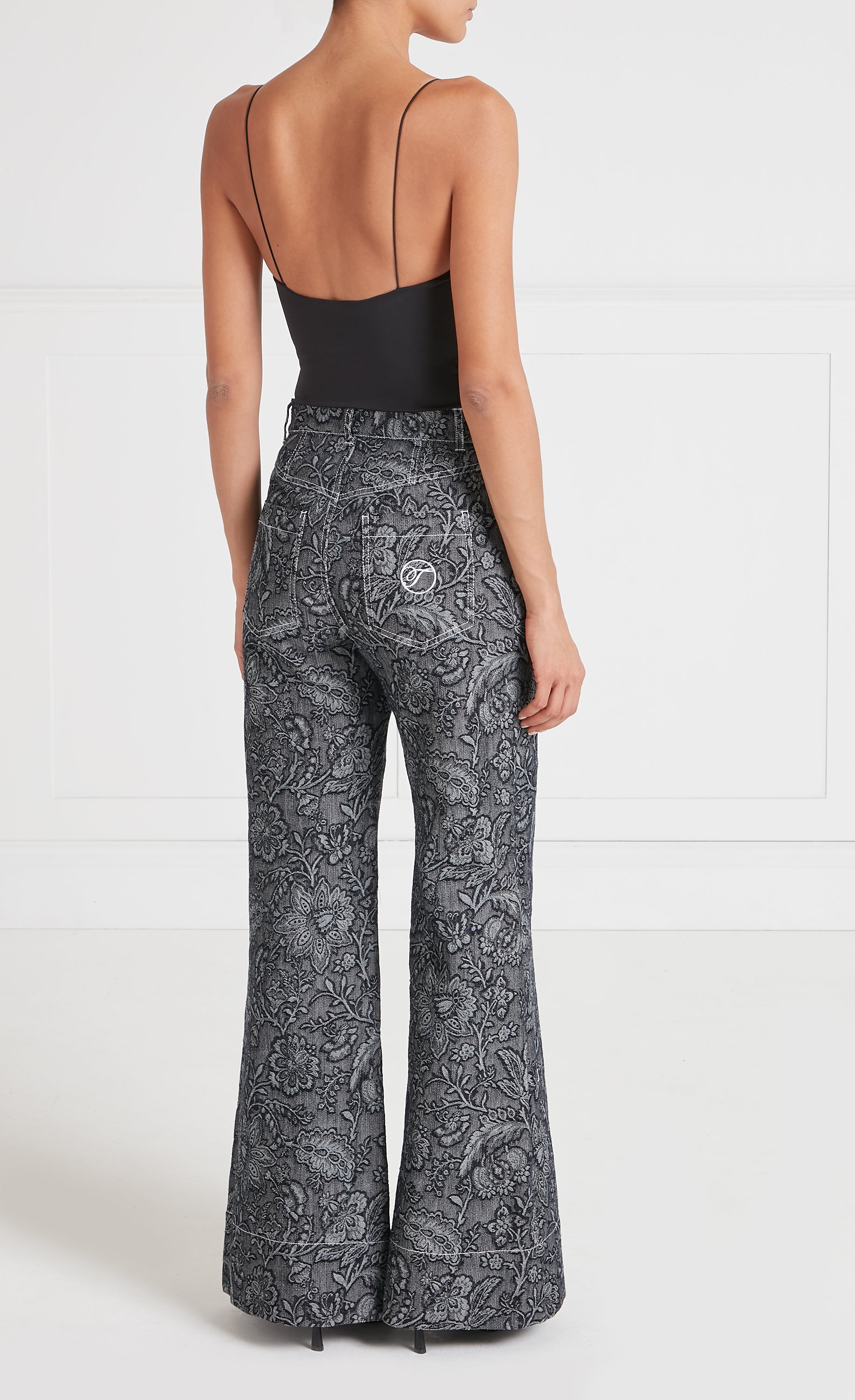 Temperley London Francis spodnie jeans szerokie czarne