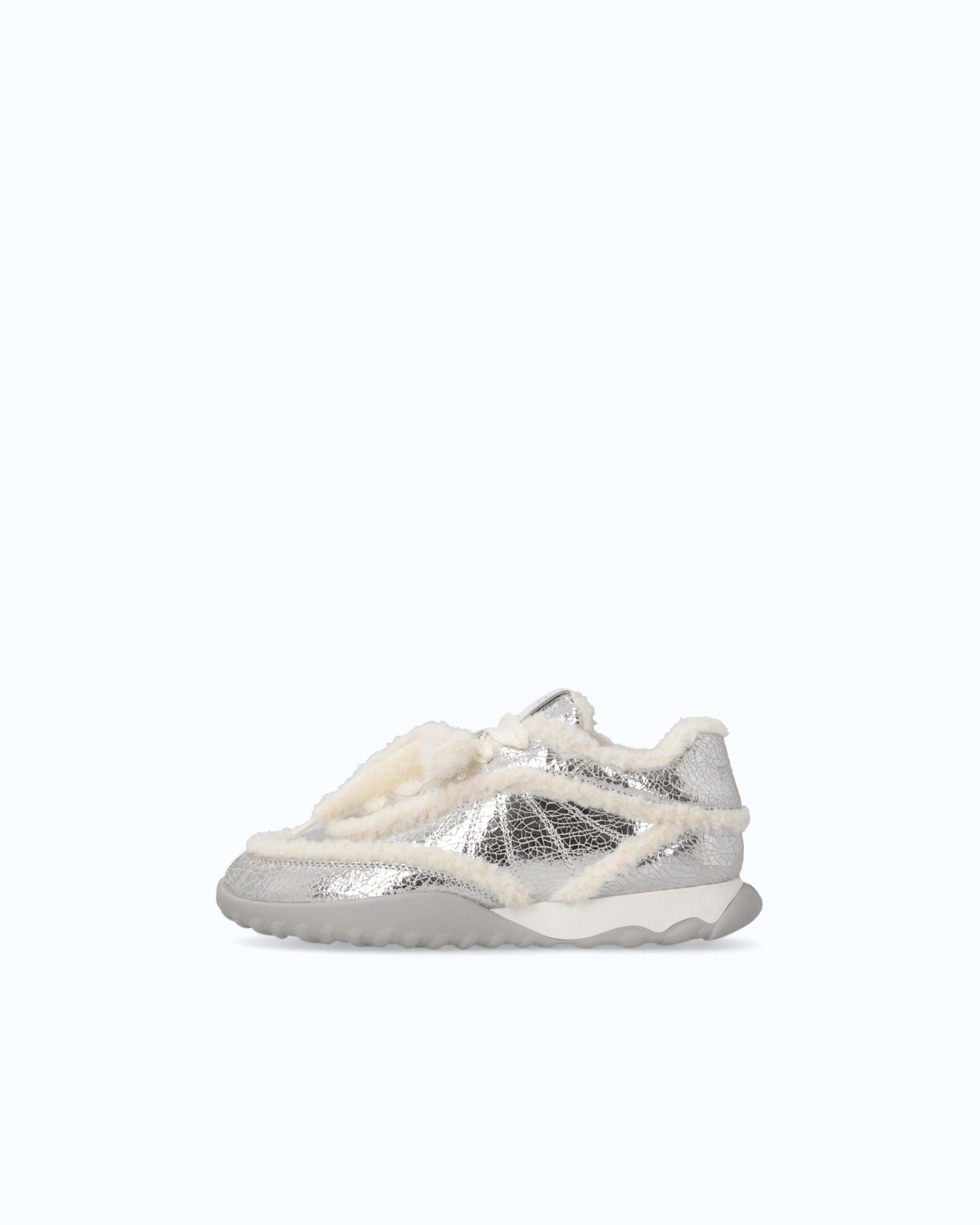 Pinko Gea 02 sneakersy skórzane szare futerko