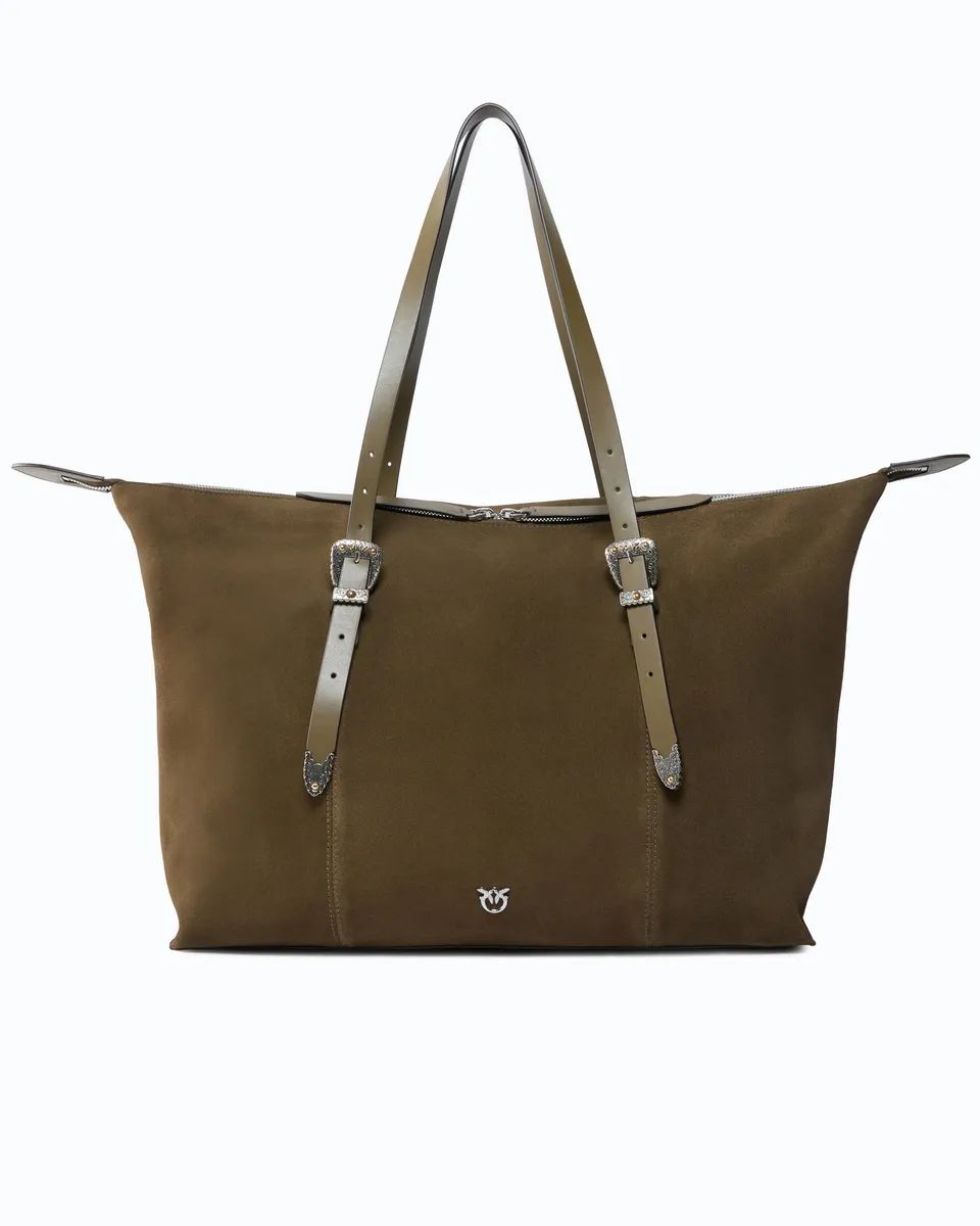 Pinko Tote Bag torebka zamszowa z detalami