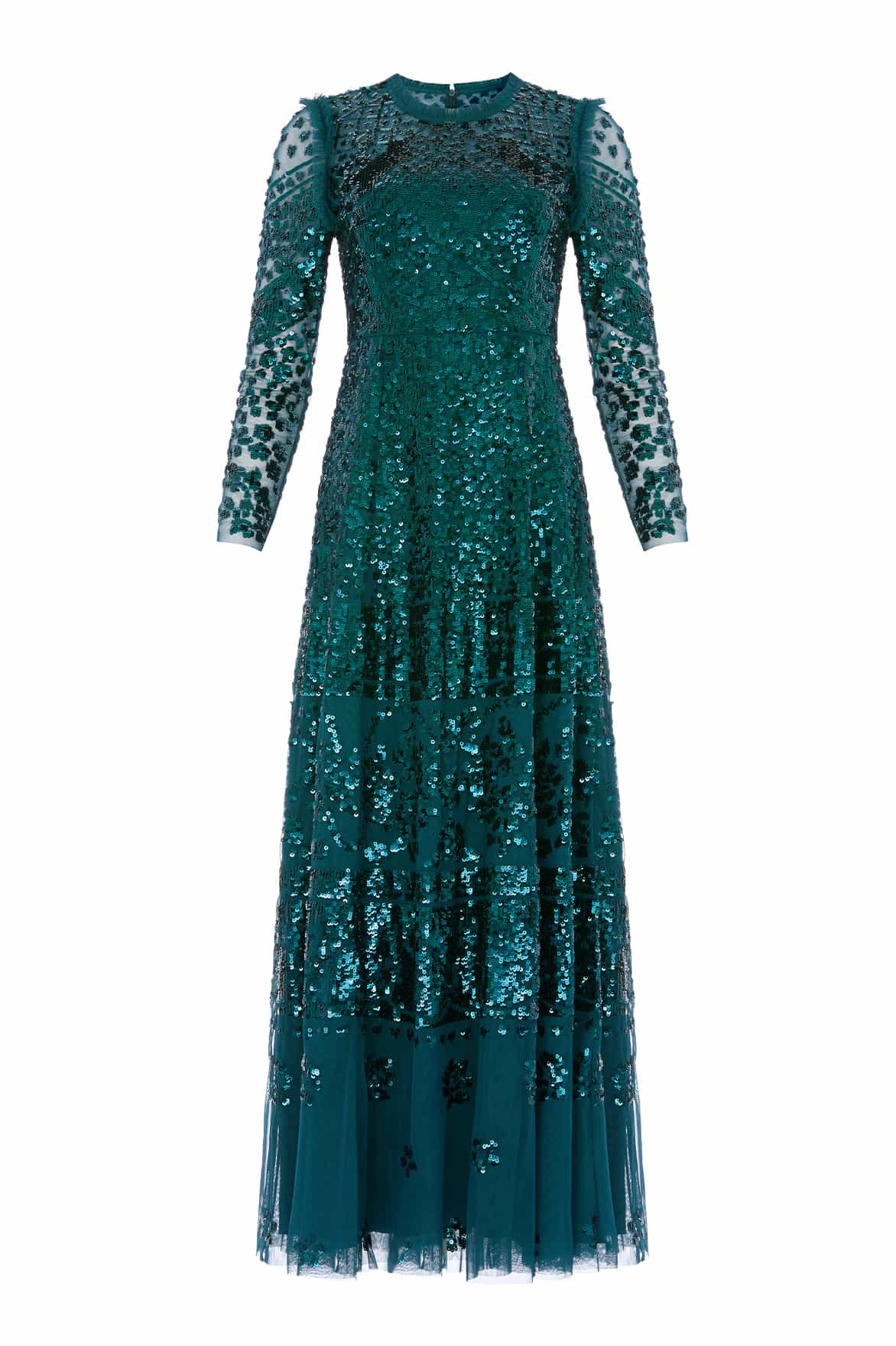 Needle & Thread Aurora Gown sukienka zielona cekiny