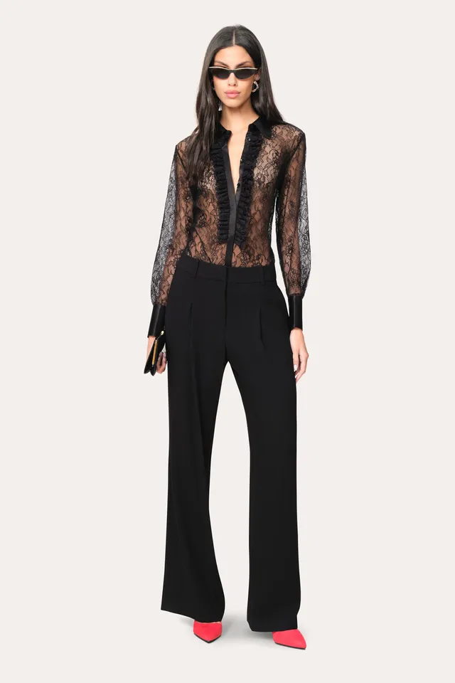 Elie Tahari Laced Trim Blouse ER058505 bluzka czarna