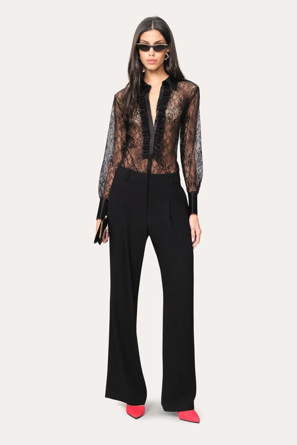 Elie Tahari Laced Trim Blouse ER058505 bluzka czarna