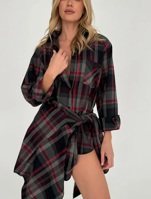 Nudyess Tarte koszula w kratę Kratka oversize