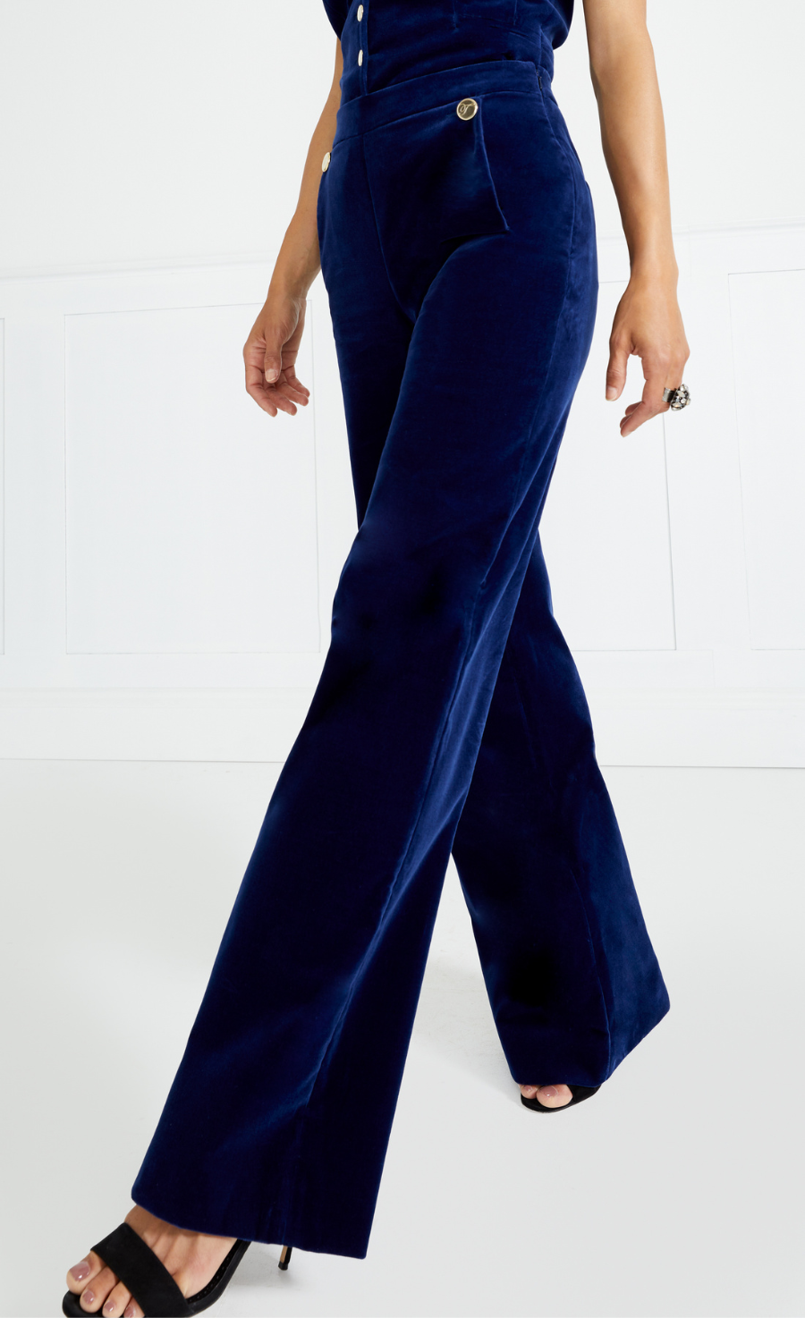 Temperley London Clove spodnie welurowe Dark Sapphire