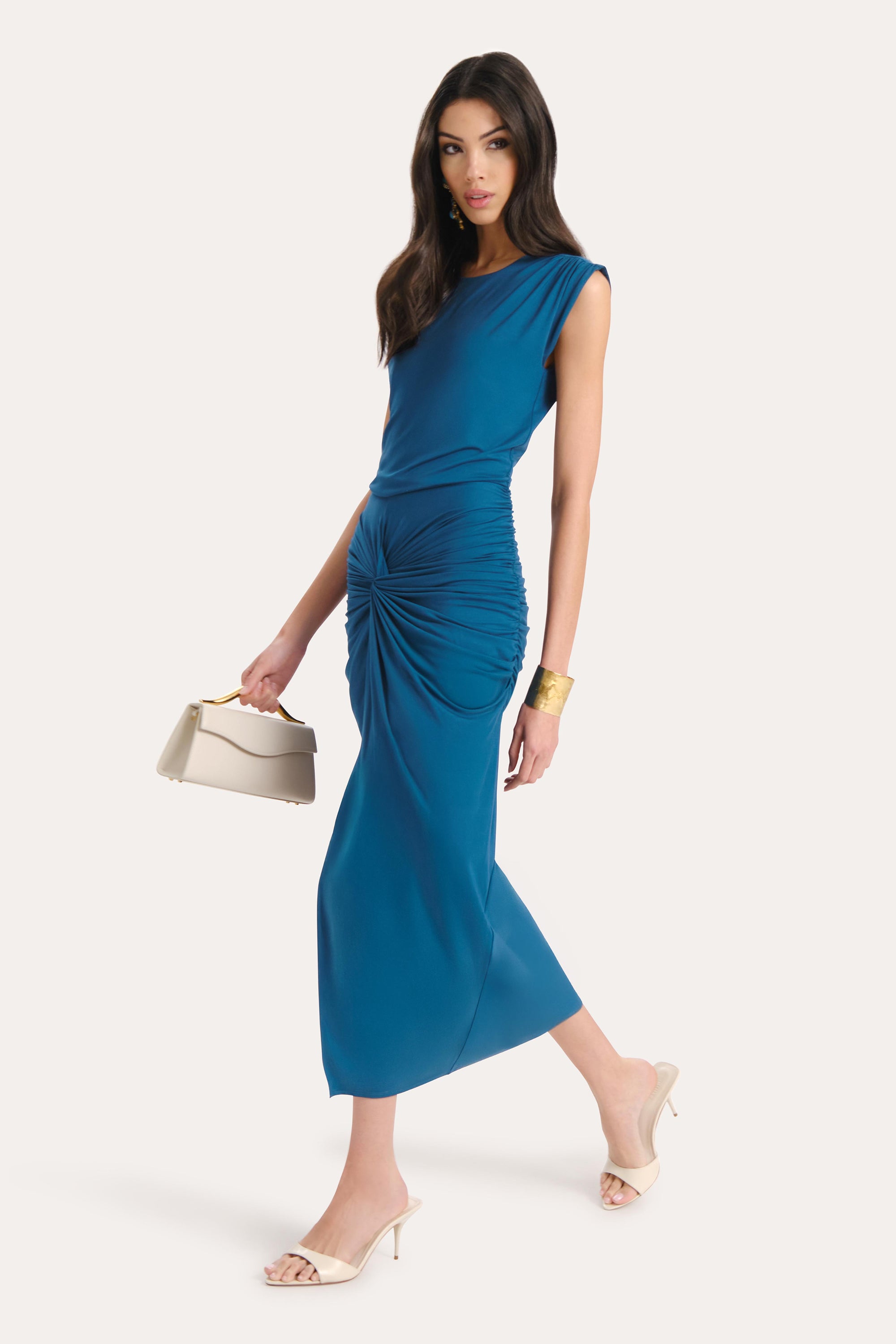 Elie Tahari Gwen E5523616 Sukienka midi teal