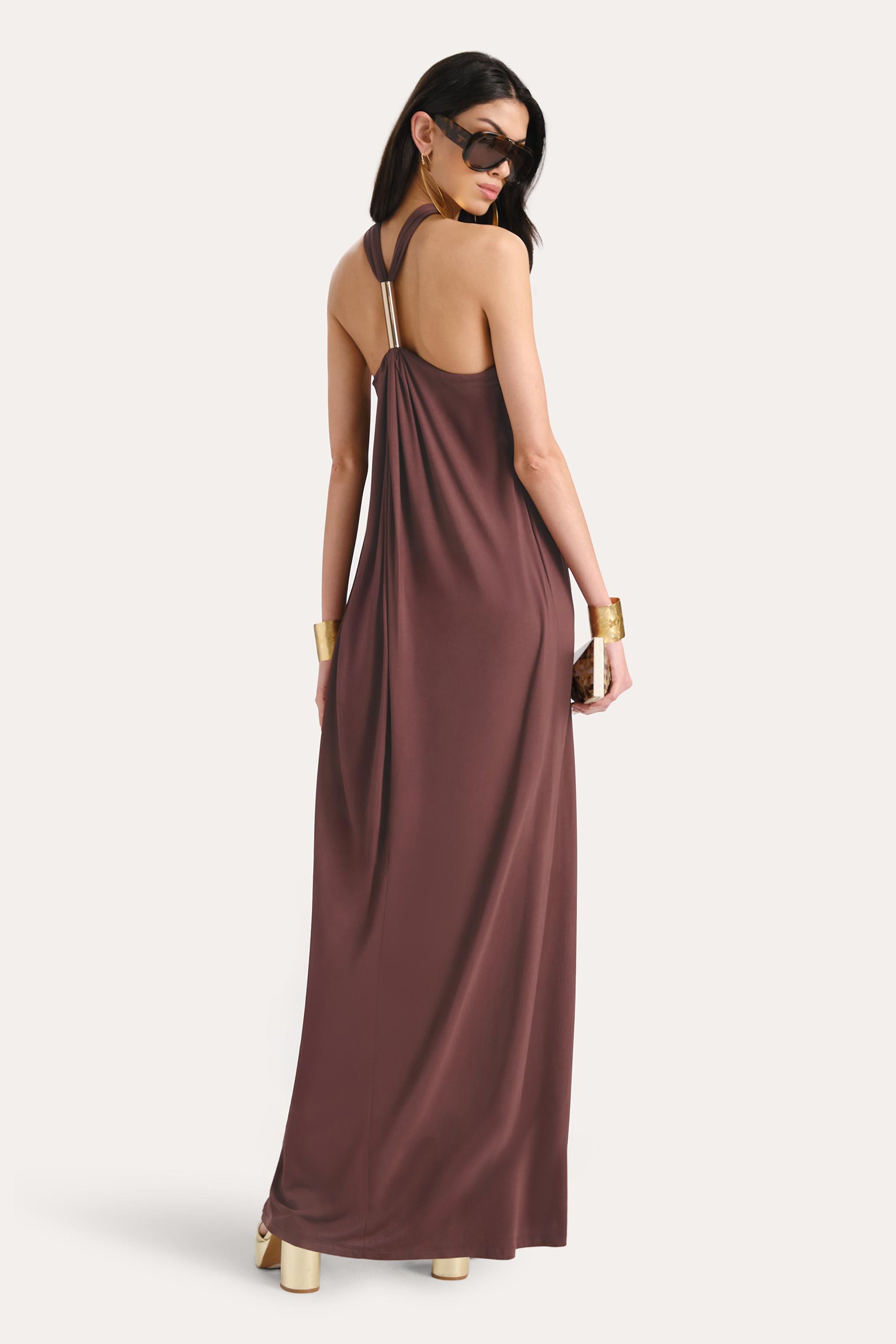 Elie Tahari Aurora sukienka Vintage Rouge maxi