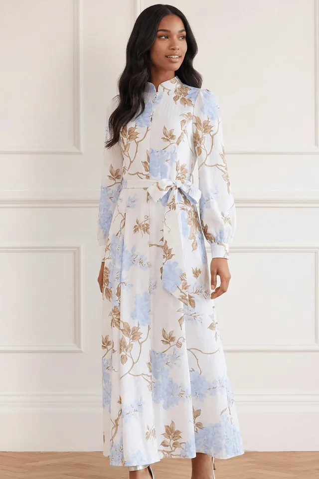 Needle & Thread Wisteria Jacquard Shirt sukienka biała