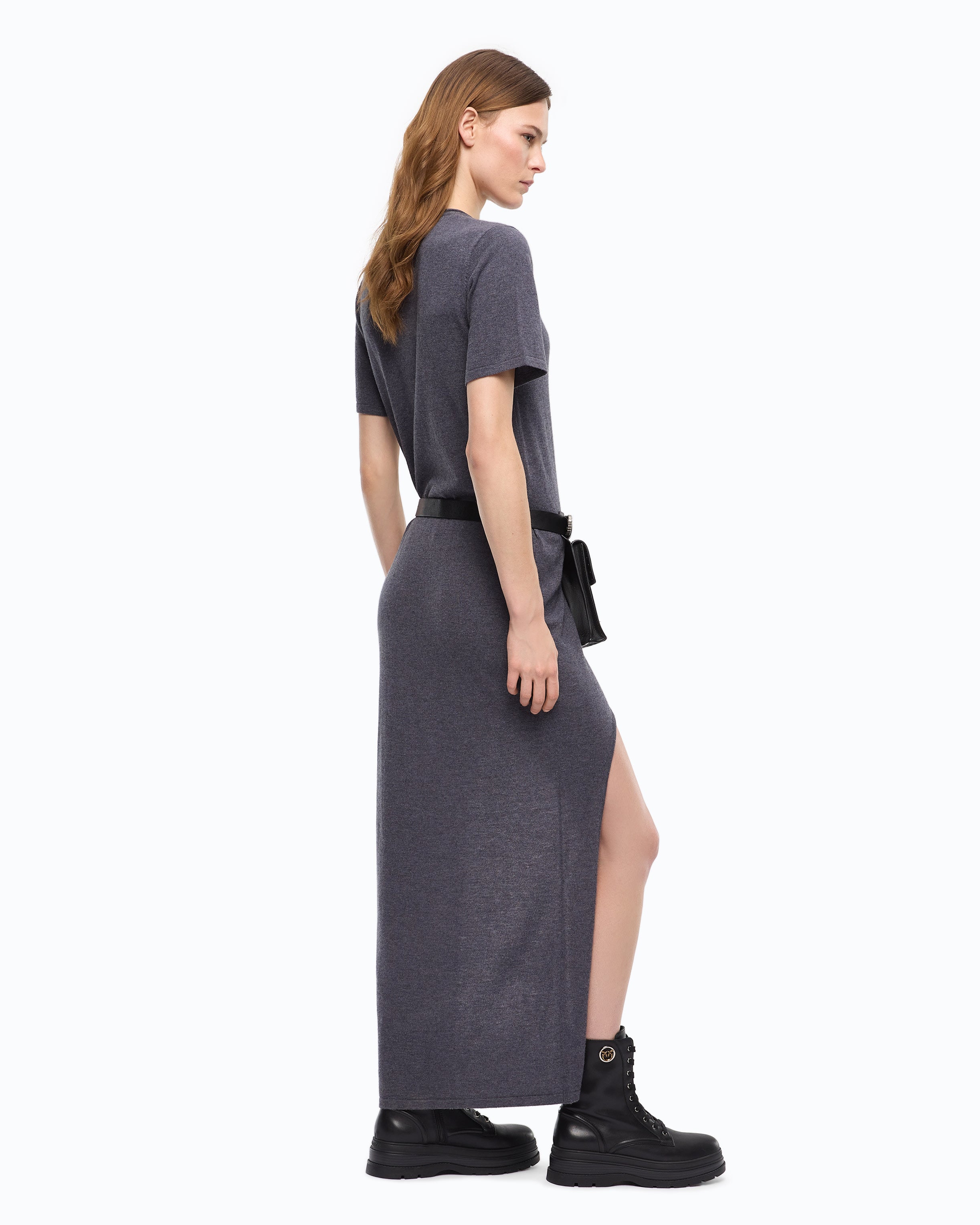 Pinko Bratislava Dress sukienka wełniana szara długa