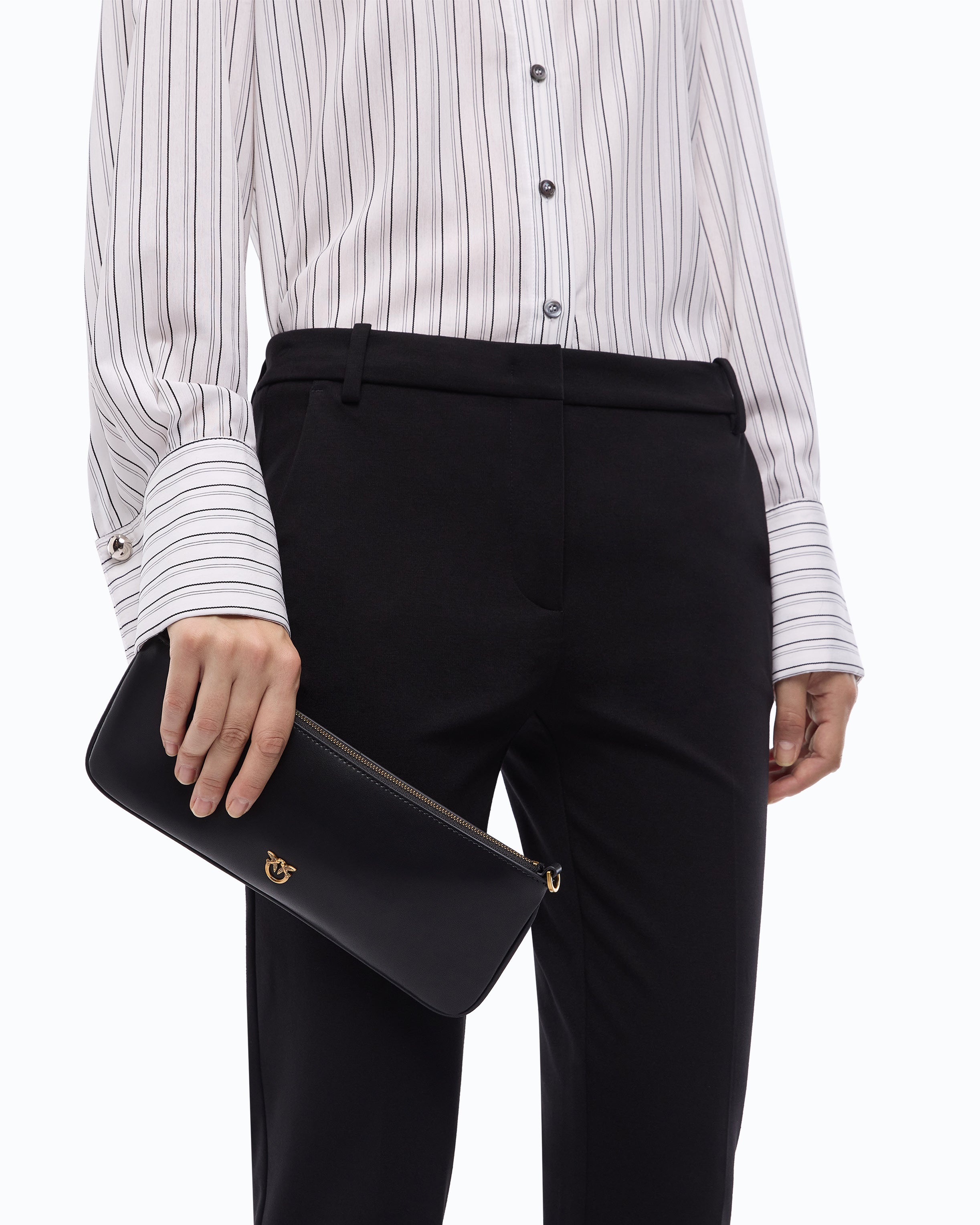 Pinko New Horizontal Flat torebka skórzana czarna
