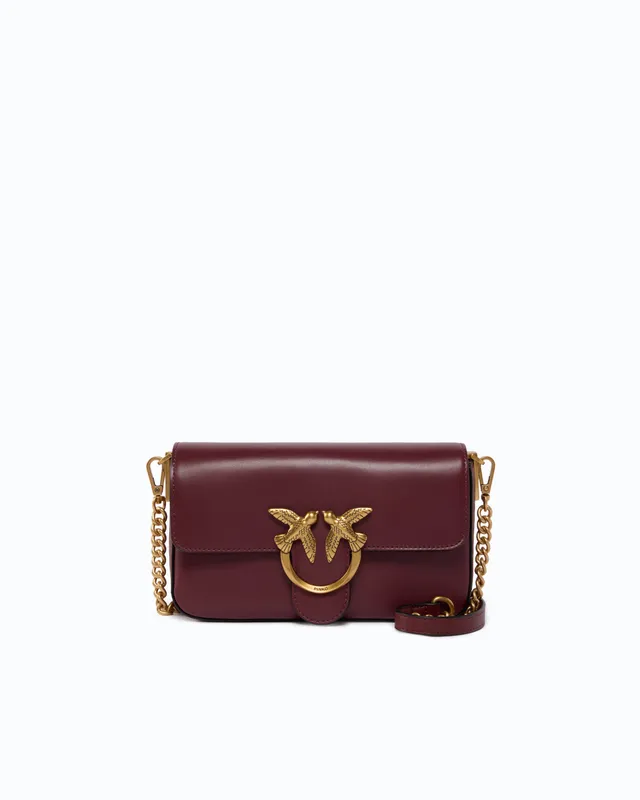 Pinko Love One Slouchy torebka brązowa skóra cielęca