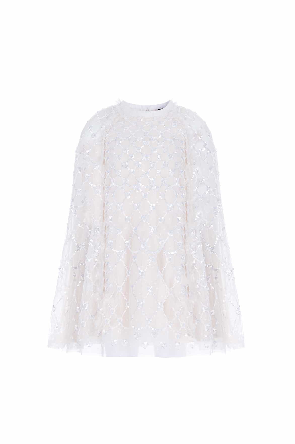 Needle & Thread Heart Lattice Cape Kids Dress sukienka kremowa