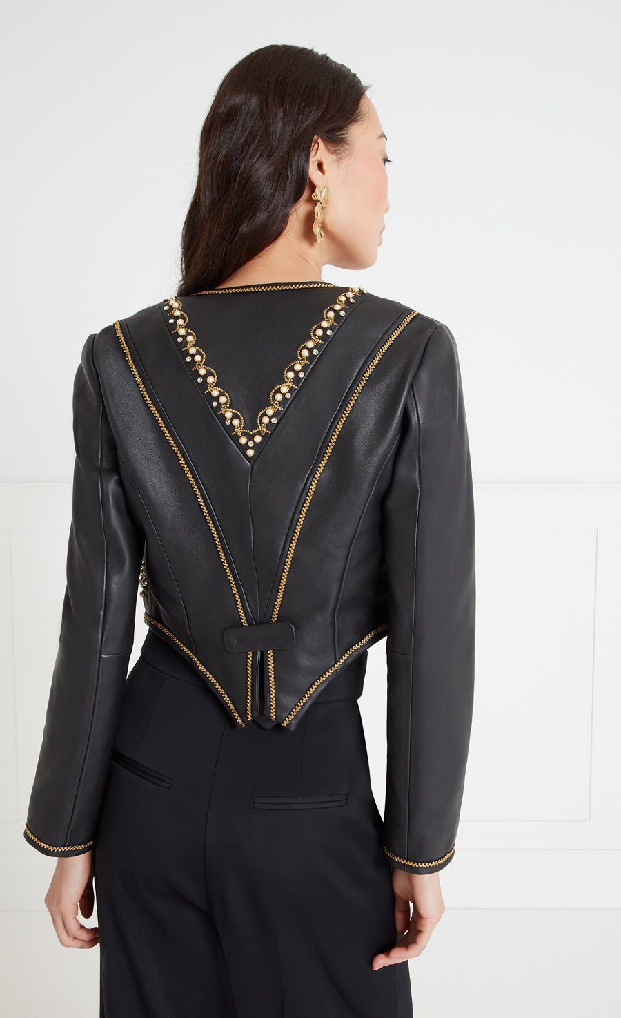 Temperley London Salerno Cropped Jacket kurtka skórzana czarna