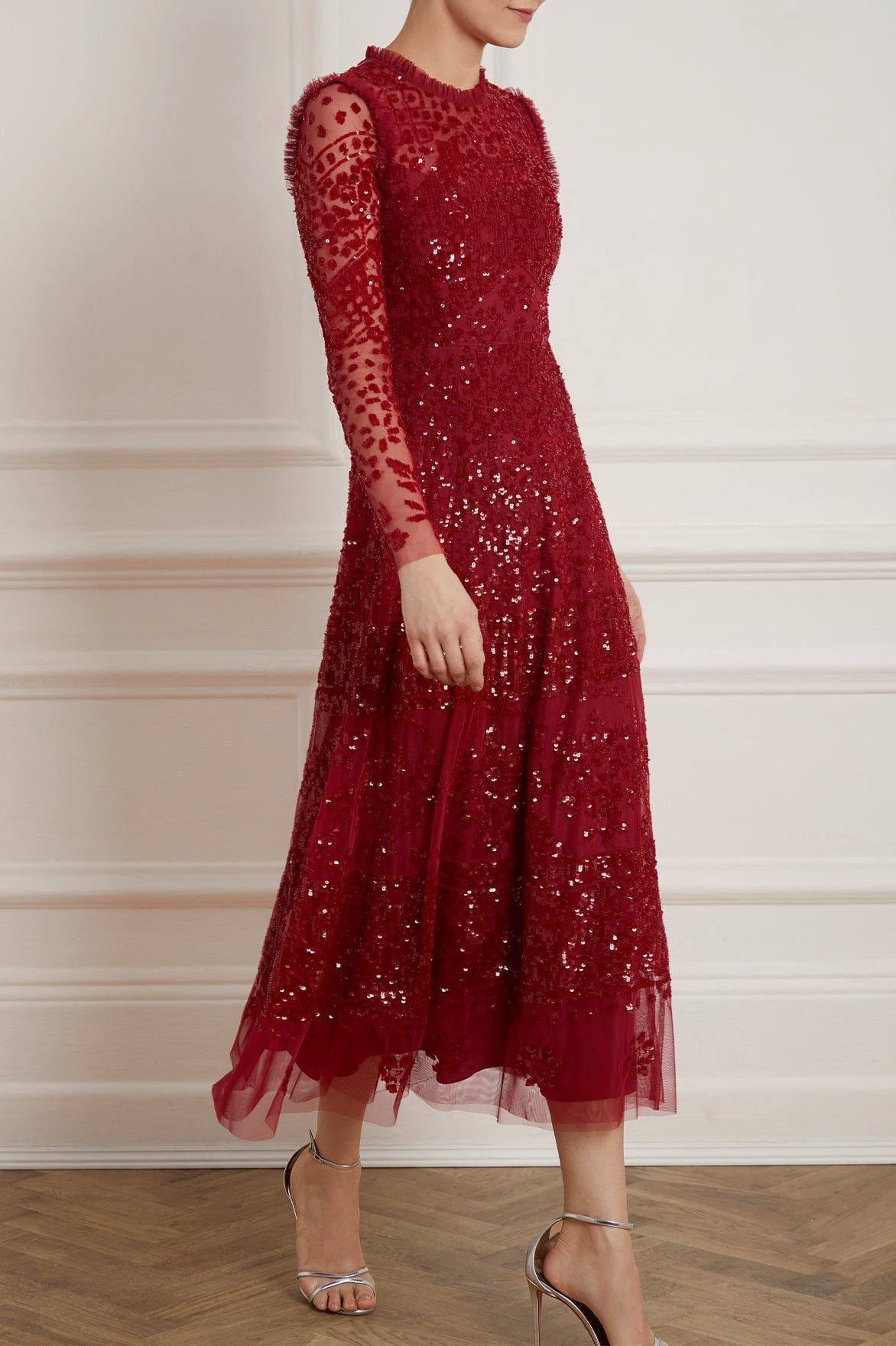 Needle & Thread Aurora Ballerina Dress sukienka czerwona koronkowa
