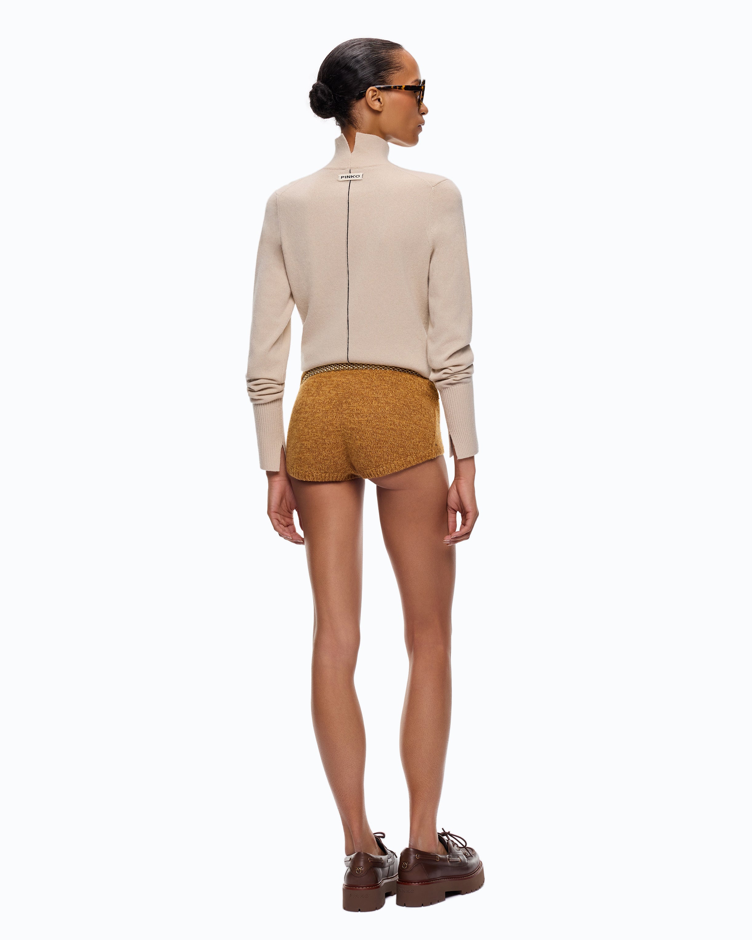 Pinko Nizza sweter golf kaszmir beżowy