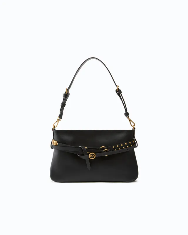 Pinko Belt Bag Mini torebka skórzana czarna