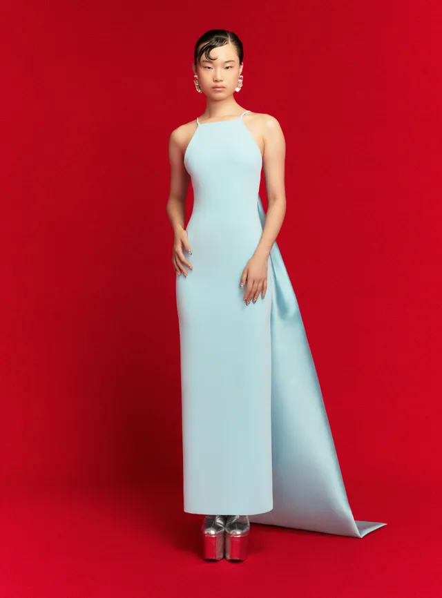 Solace London Ulla sukienka wieczorowa błękitna maxi