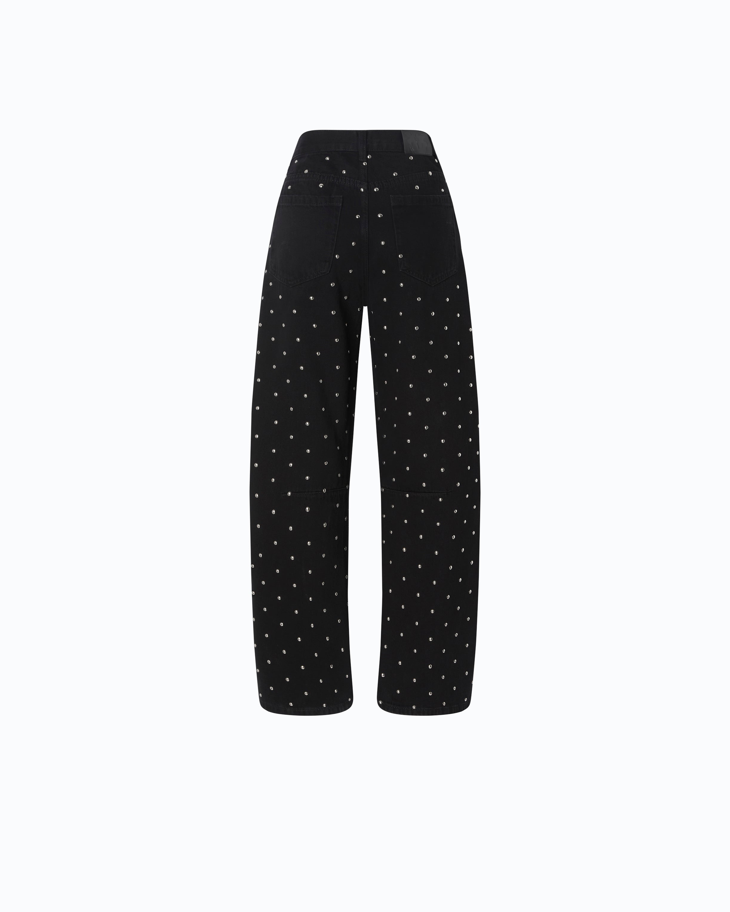 Pinko Emma Egg spodnie barrel jeans czarne z ćwiekami