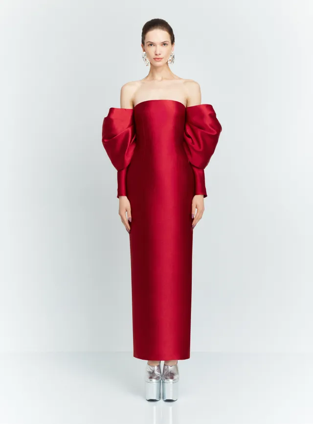 Solace London Laylah sukienka wieczorowa maxi ruby bez ramiączek