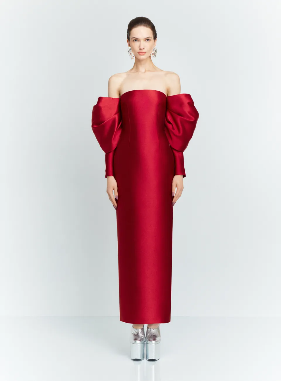 Solace London Laylah sukienka wieczorowa maxi ruby bez ramiączek