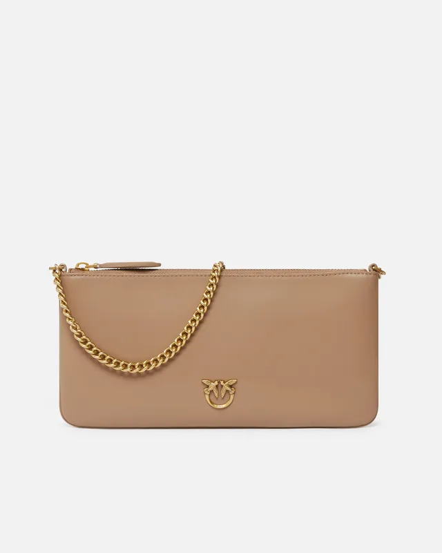 Pinko Horizontal Flat torebka skórzana brązowa