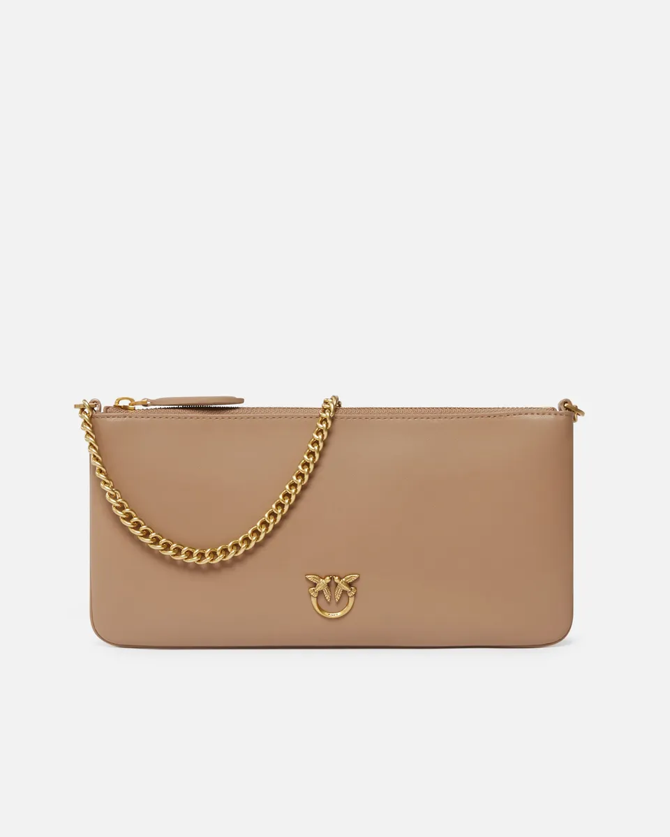 Pinko Horizontal Flat torebka skórzana brązowa