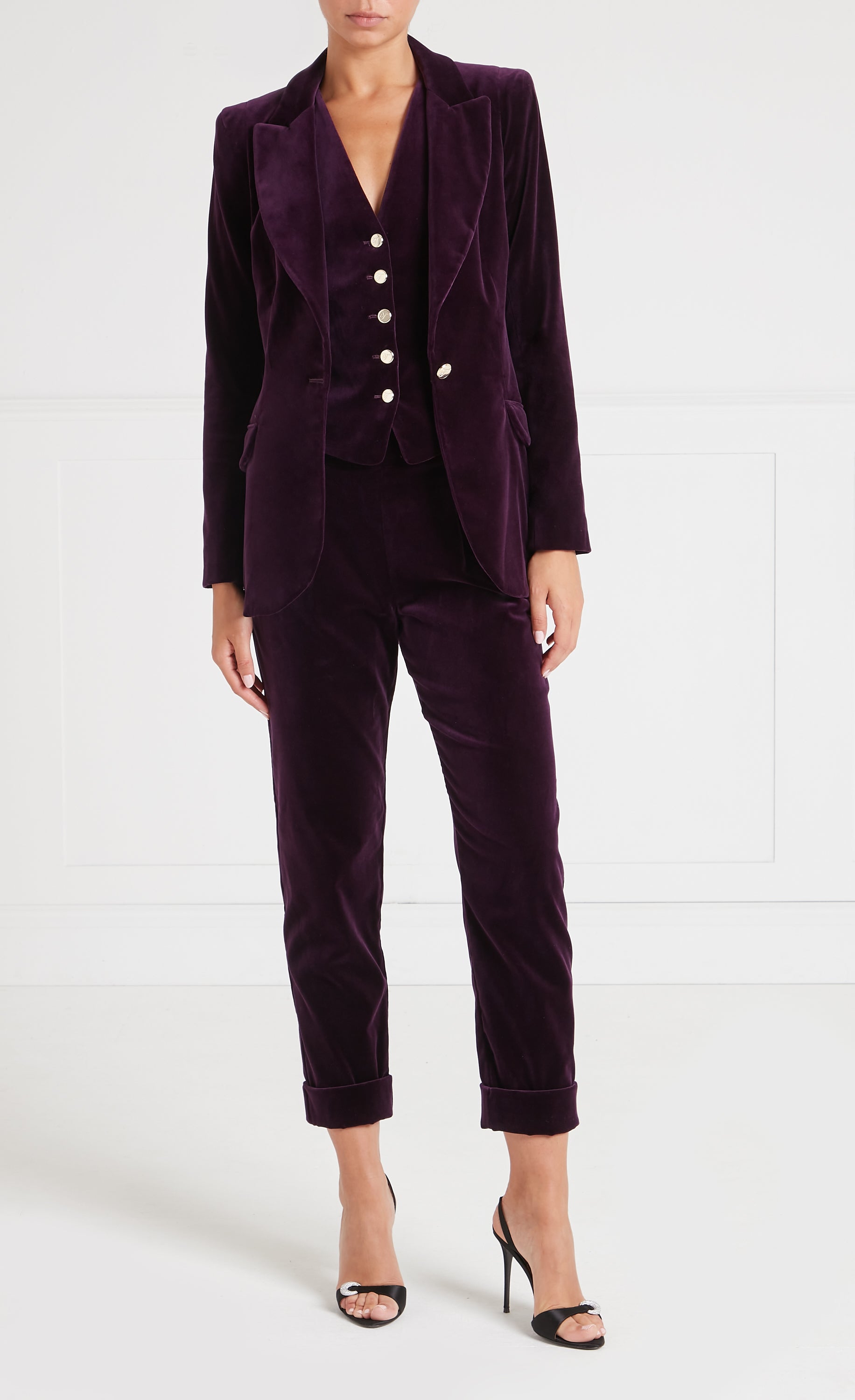 Temperley London Clove żakiet aksamitny Dark Amethyst