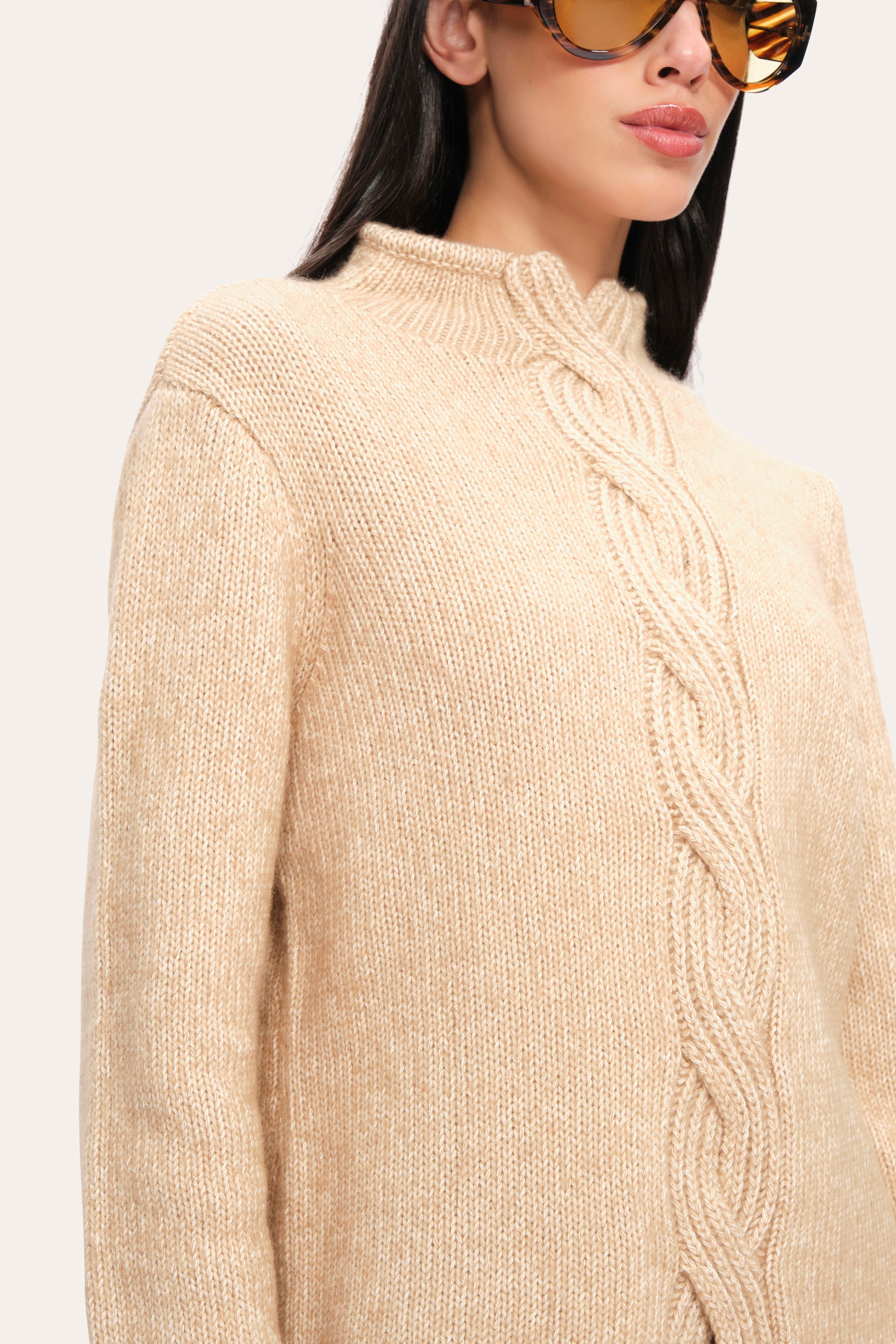 Elie Tahari E95X6514 sweter bawełniany Toffee Melange