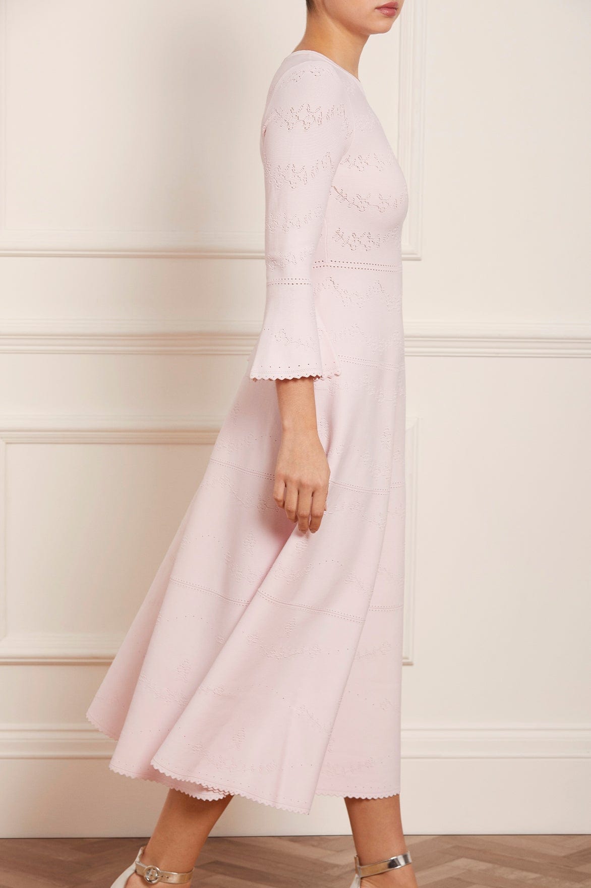 Needle & Thread Pretty Pointelle Knit Ankle Gown sukienka różowa dzianinowa