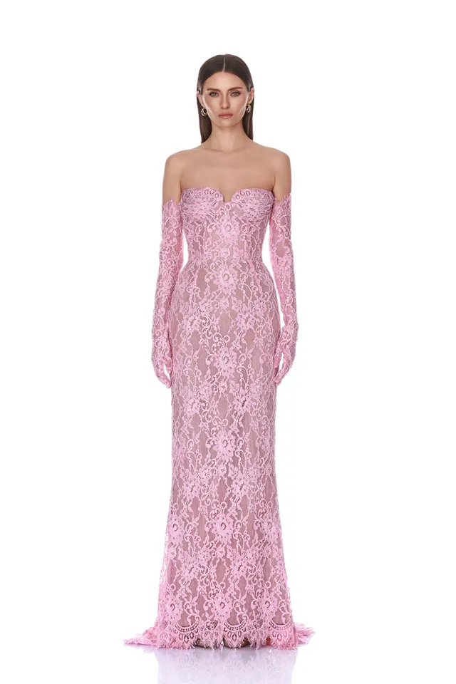 Bronx and Banco Kiera Blush Lace sukienka wieczorowa maxi