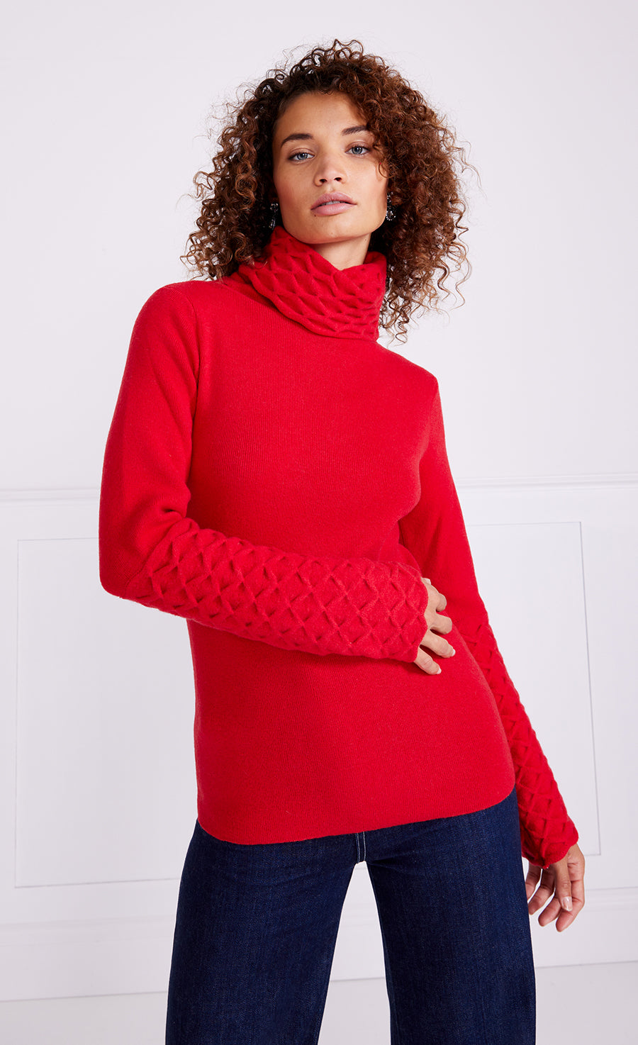 Temperley London Honeycomb sweter czerwony wełna