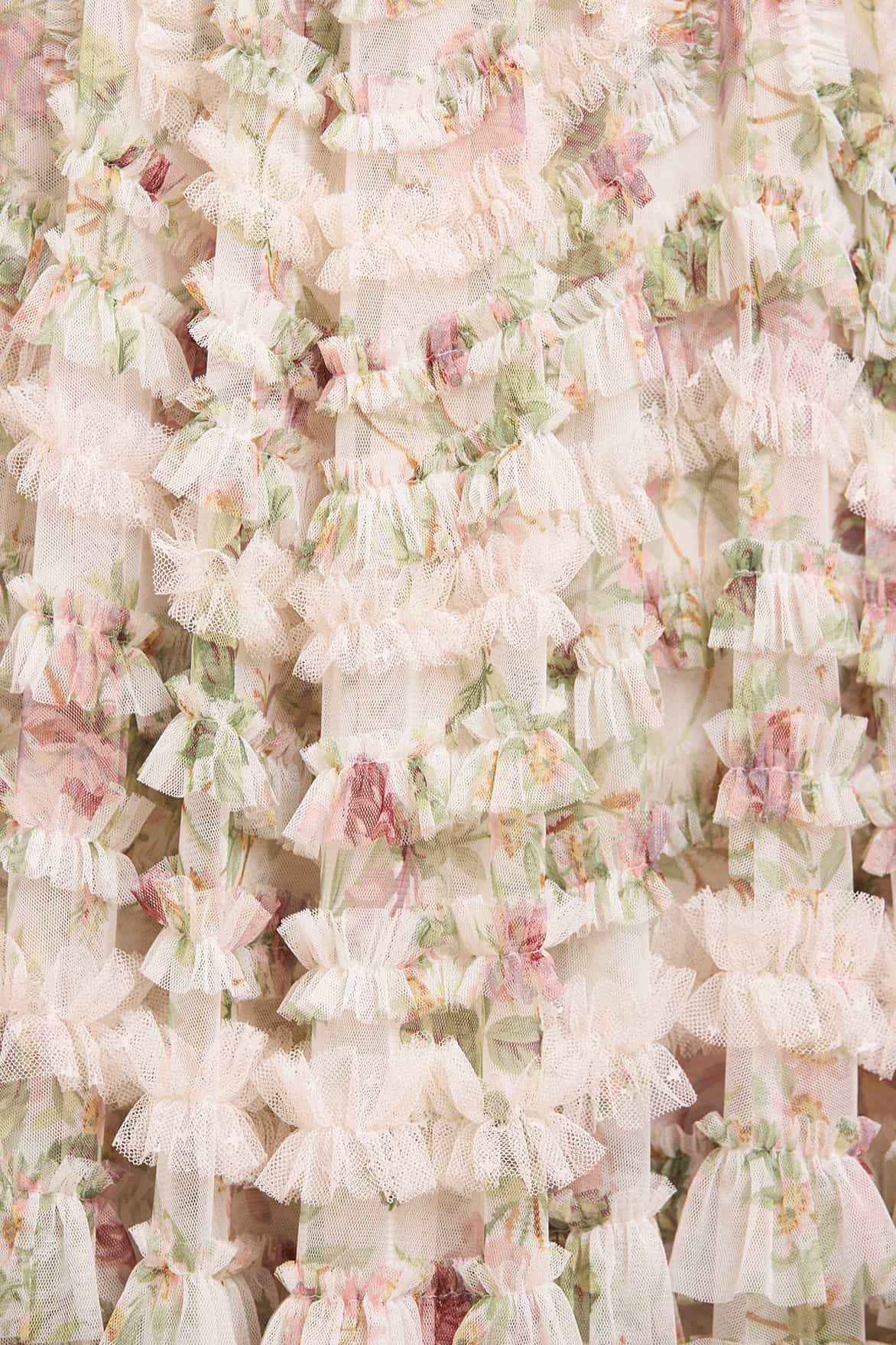 Needle & Thread Colette's La Vie En Rose Round Neck Short Sleeve Gown suknia Multi